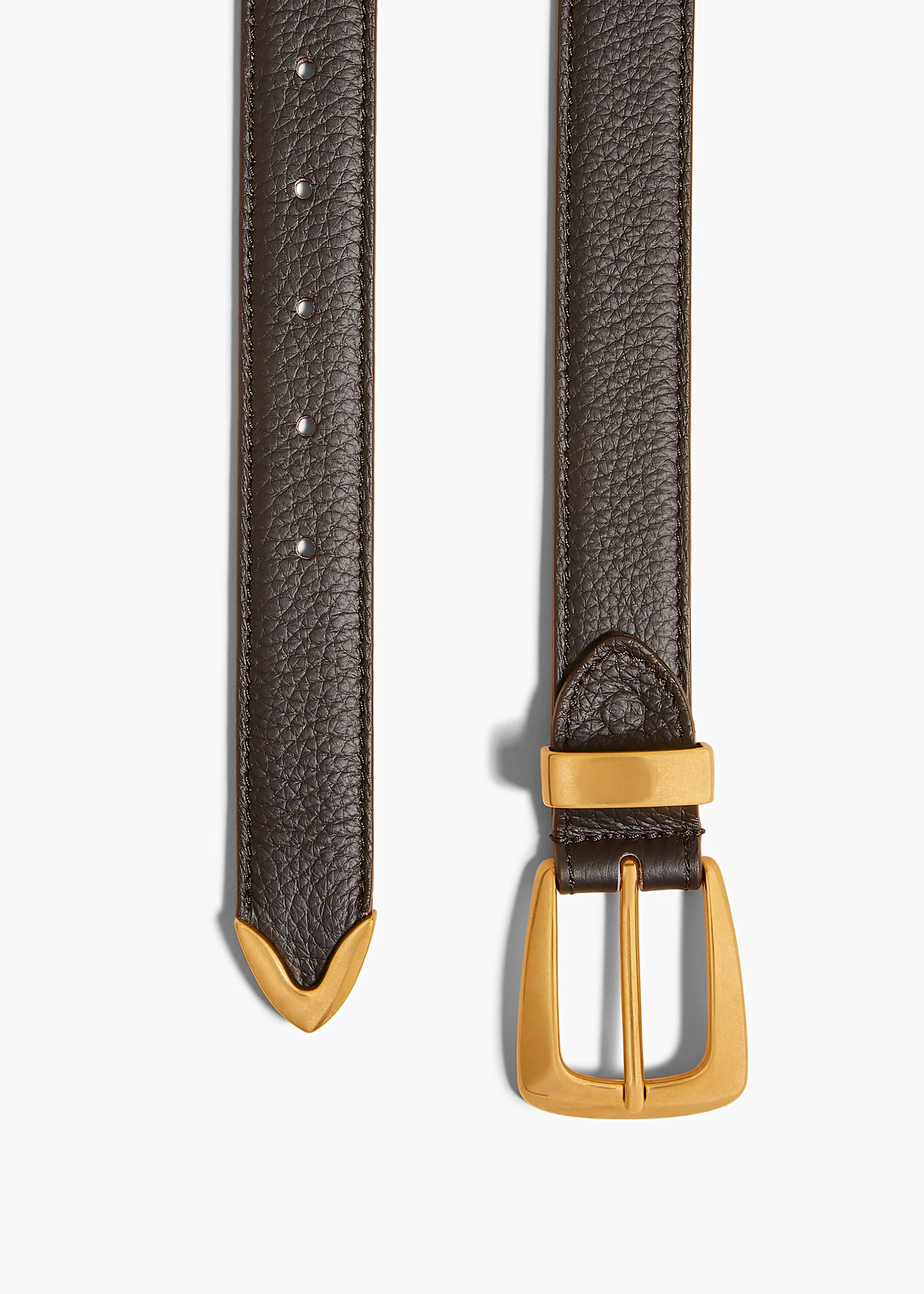 Benny Belt in Dark Brown Leather with Gold sold by KHAITE product image thumbnail 2