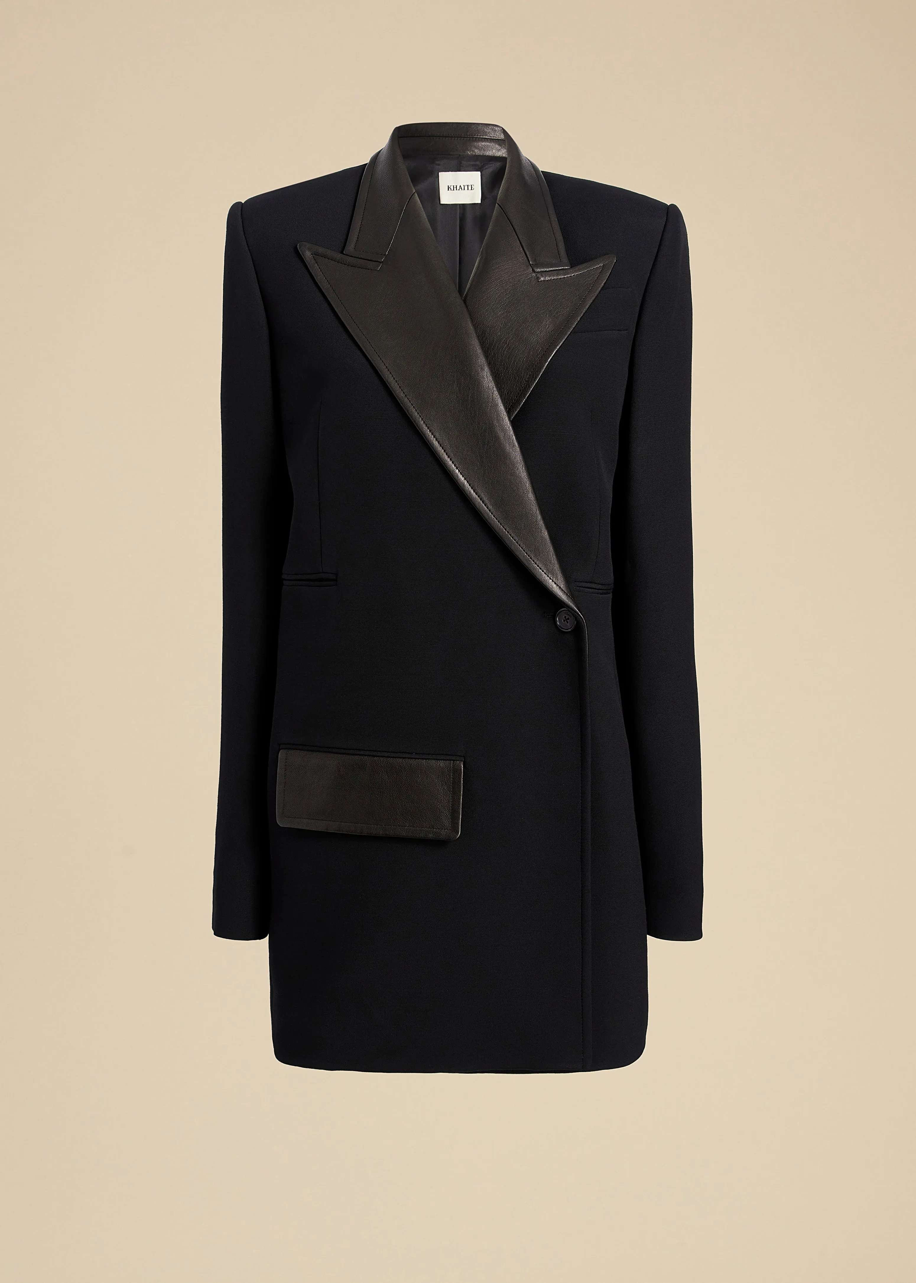 Jacobson Blazer in Black Leather Combo sold by KHAITE