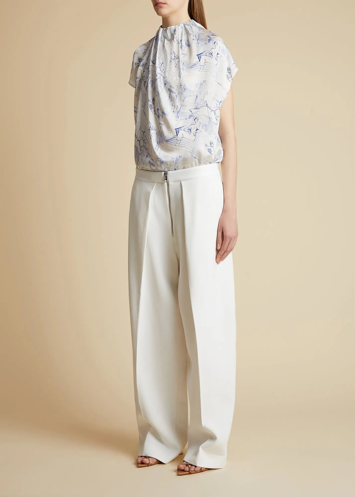 Kass Top in Cream and Blue sold by KHAITE product image thumbnail 3
