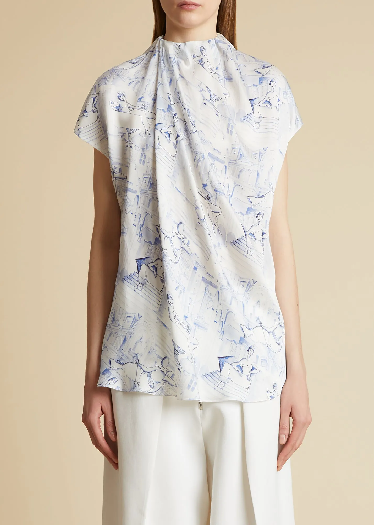 Kass Top in Cream and Blue sold by KHAITE product image thumbnail 2