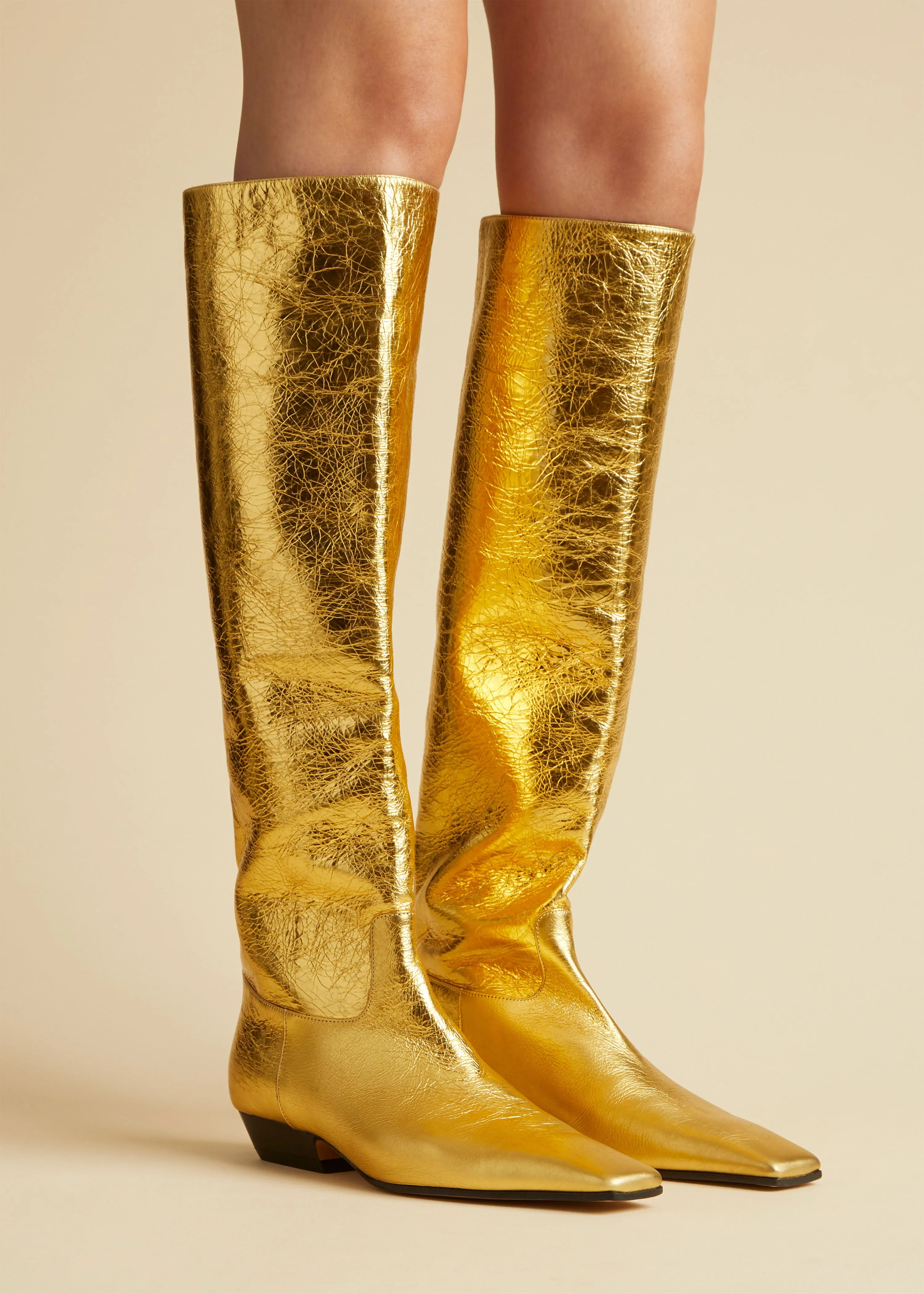 The Marfa Knee-High Boot in Gold Metallic Leather sold by KHAITE product image thumbnail 5