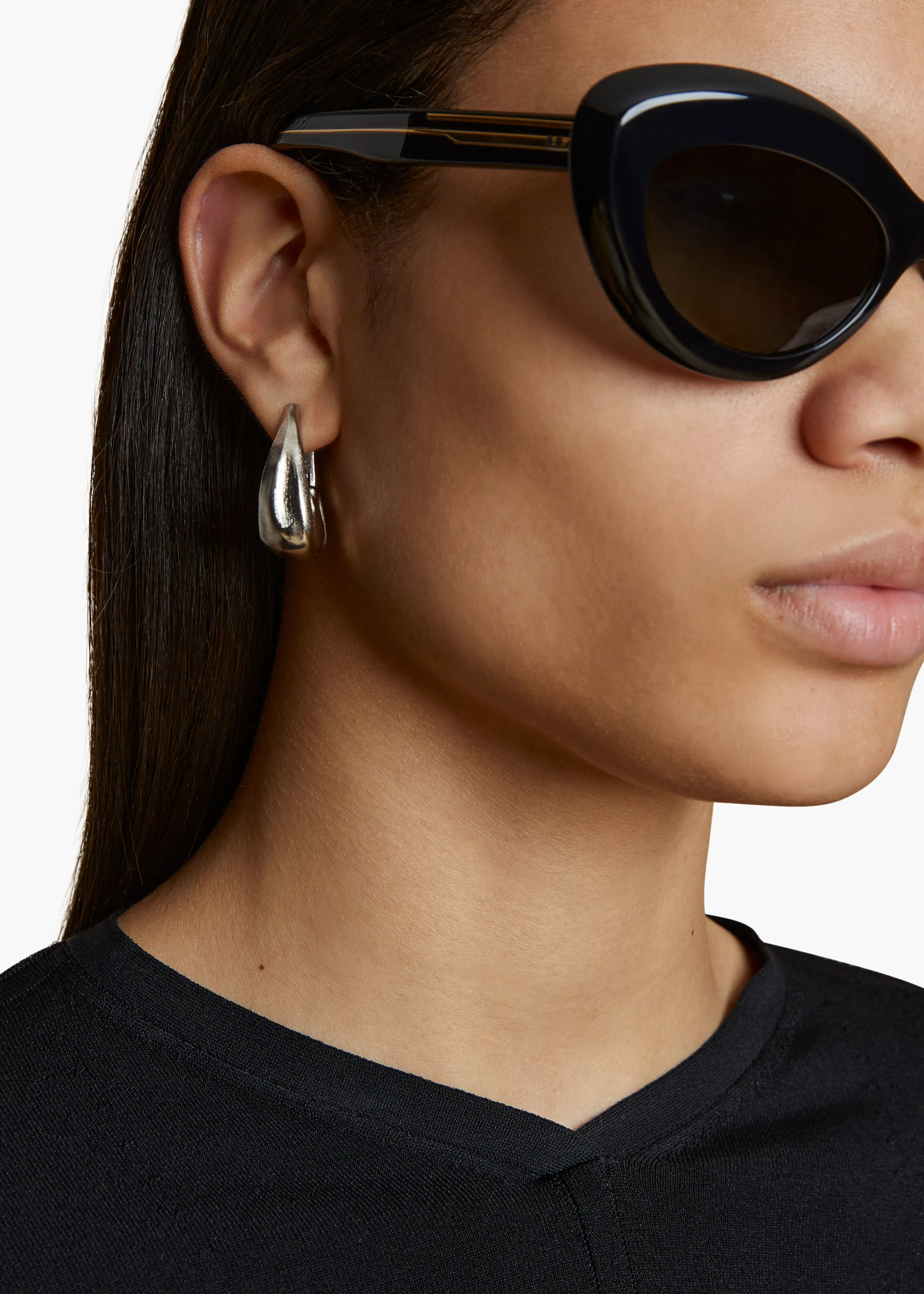 Small Olivia Hoop Earrings in Silver sold by KHAITE product image thumbnail 3