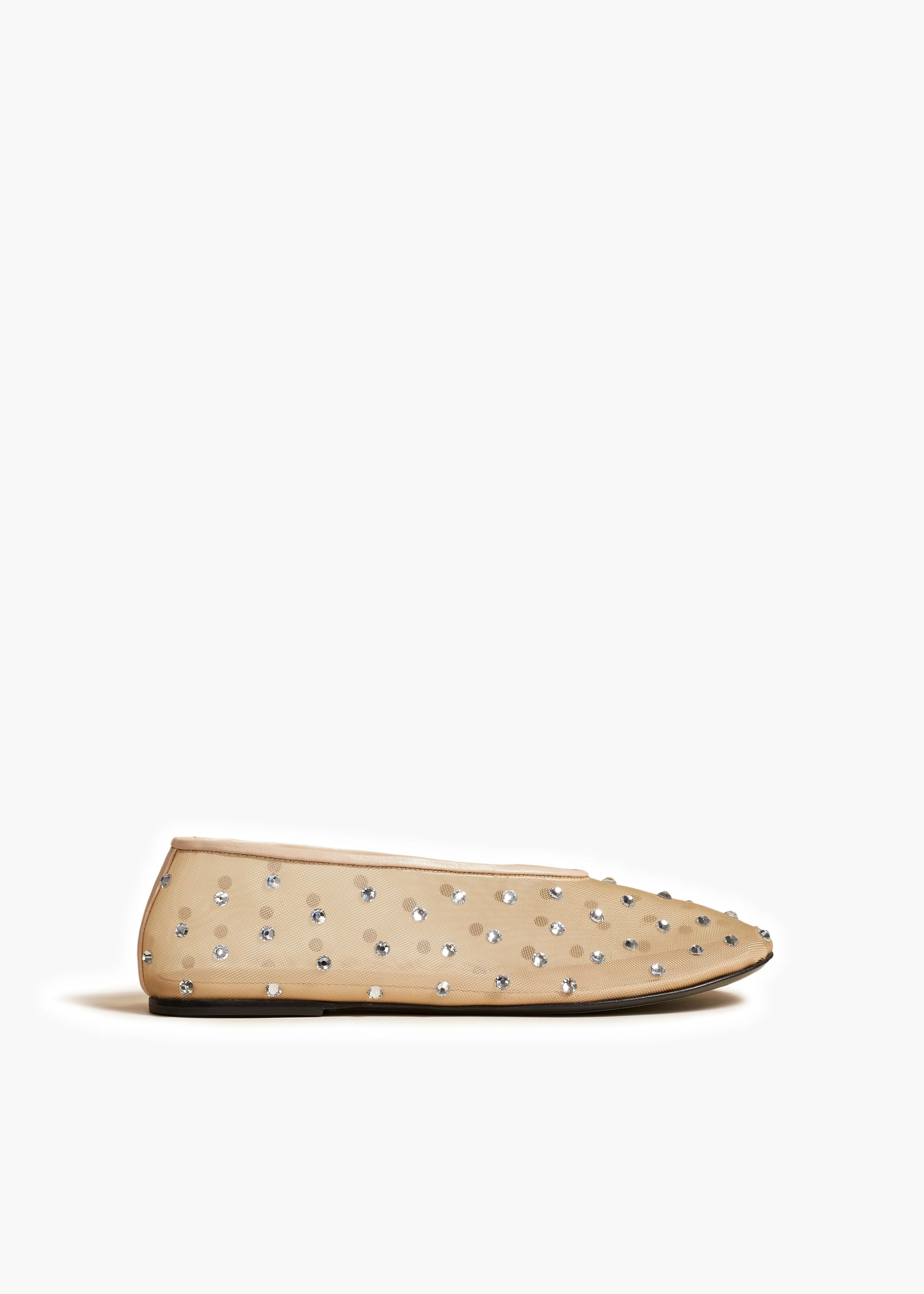 Marcy Flat in Beige Mesh with Crystals sold by KHAITE