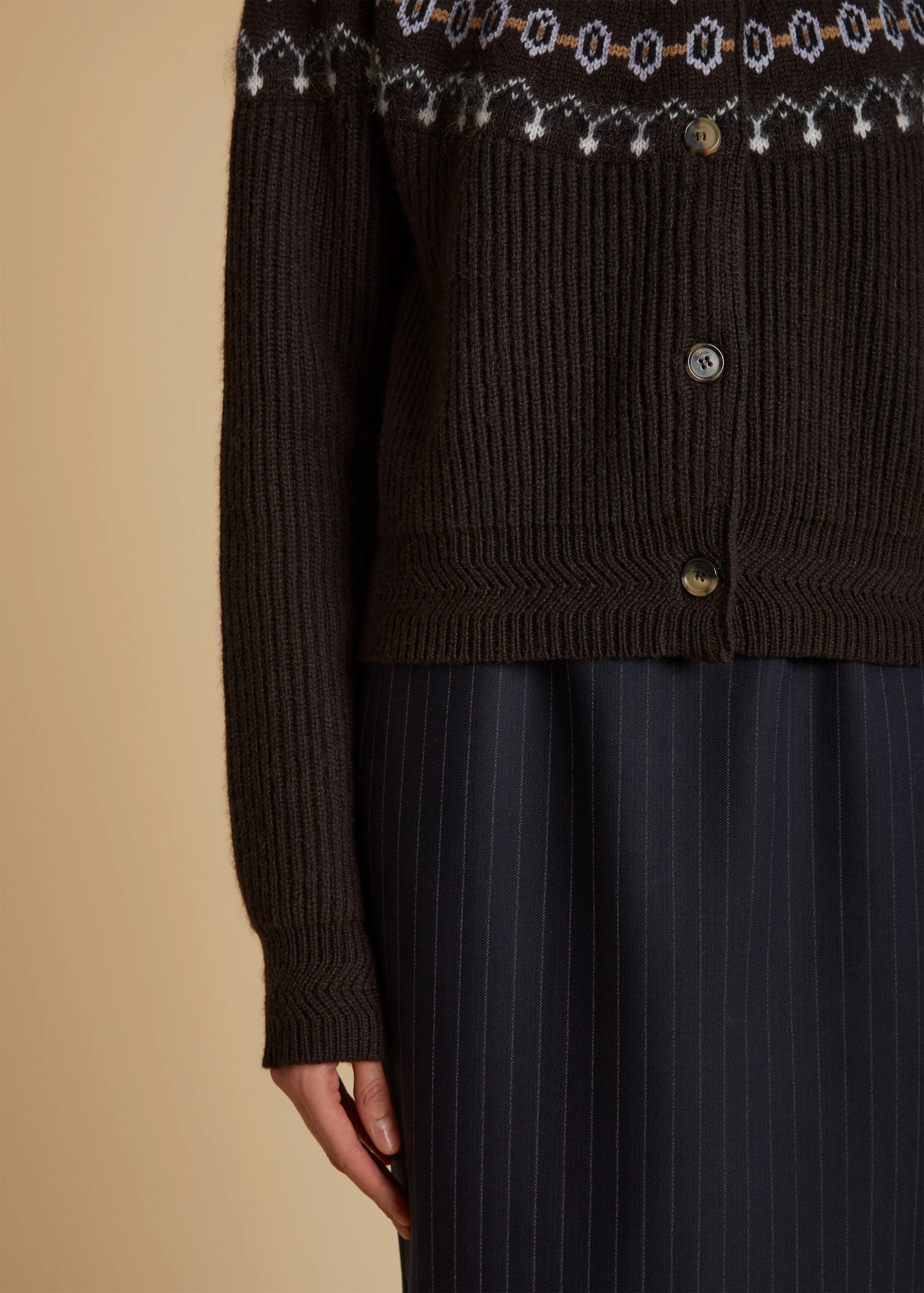 The Michaela Cardigan in Truffle Multi sold by KHAITE product image thumbnail 5