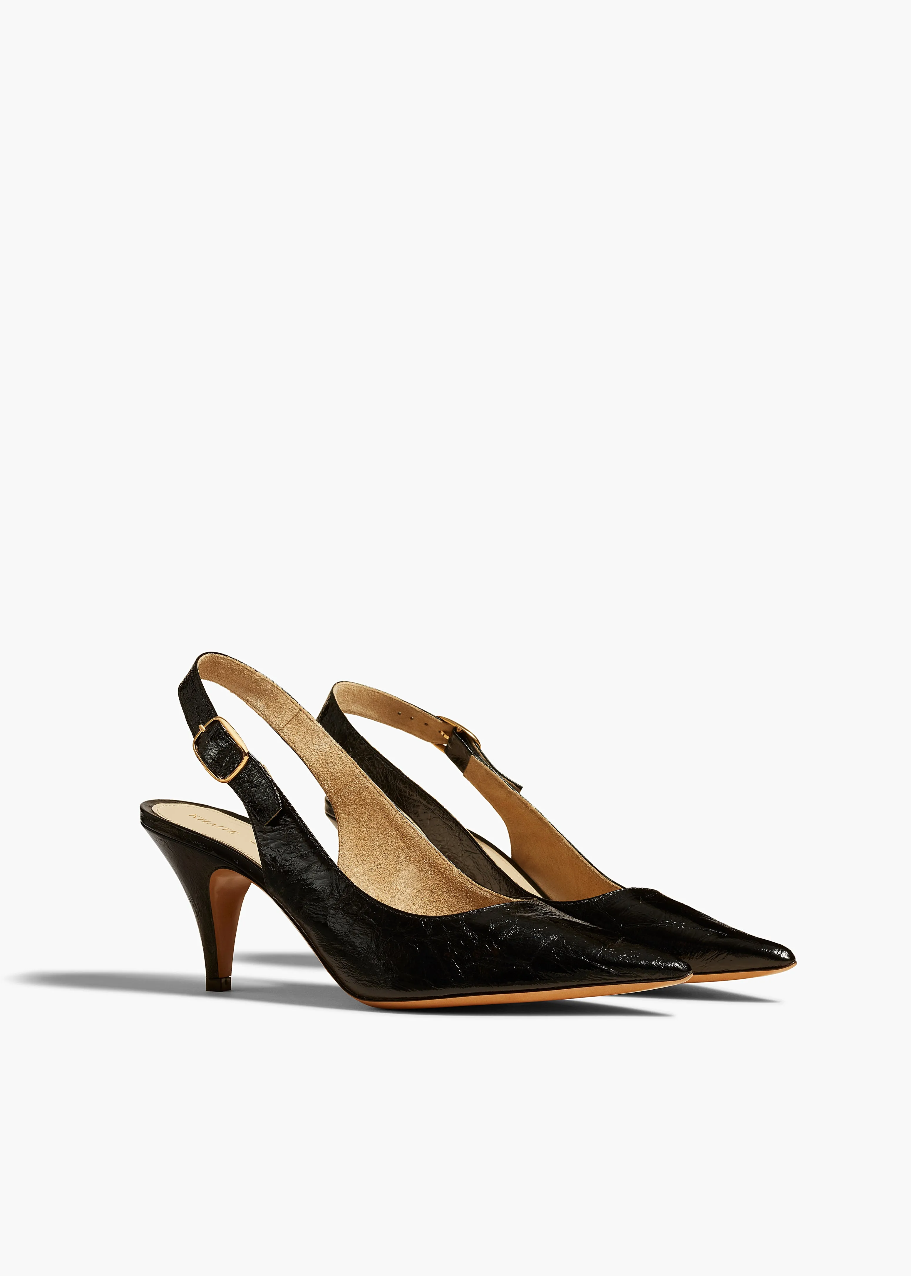 River Slingback Pump in Black Crinkled Leather sold by KHAITE product image thumbnail 4
