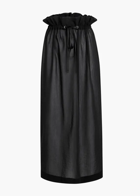 Ember Skirt in Black Cotton Silk sold by KHAITE