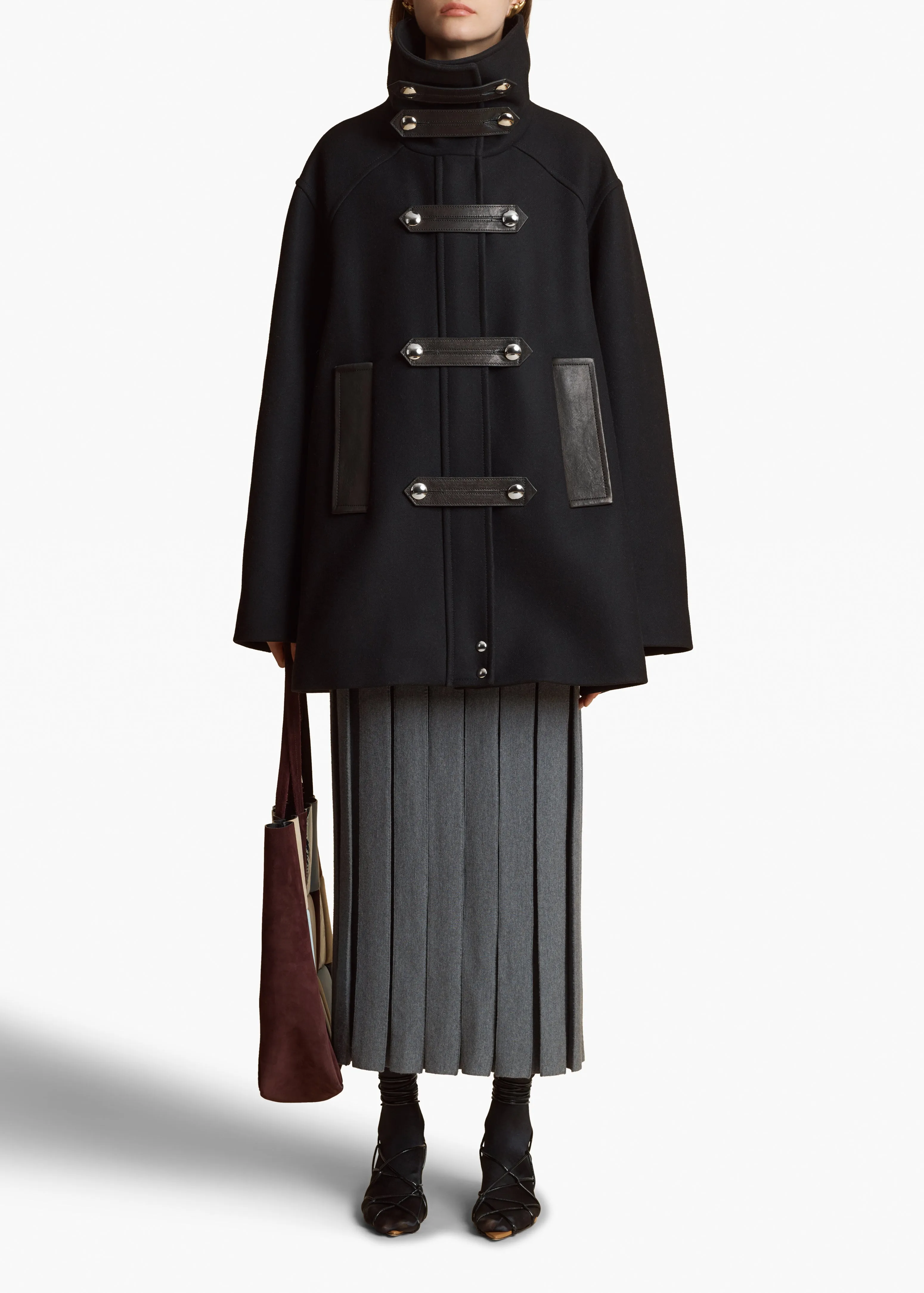 Melbo Coat in Black Leather Combo sold by KHAITE product image thumbnail 2