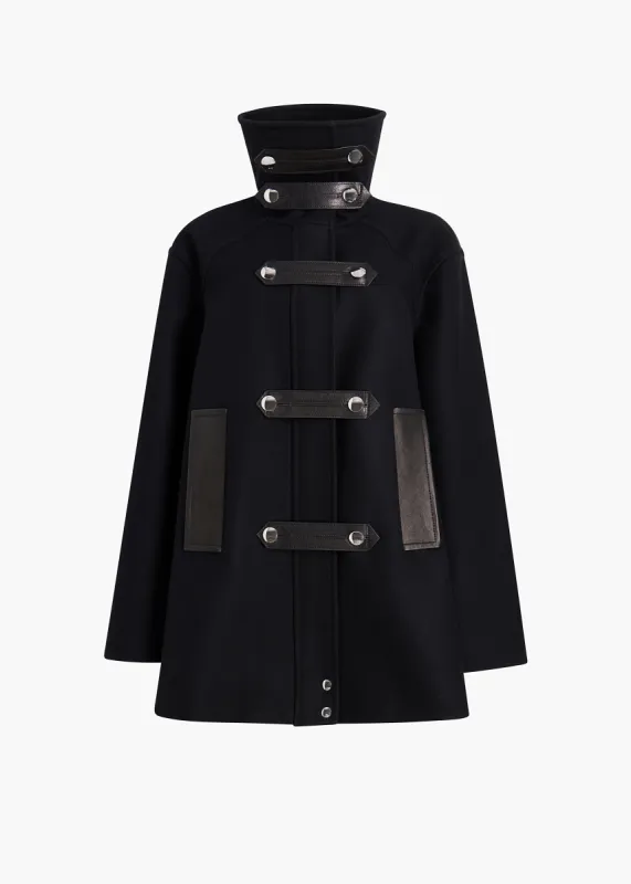 Melbo Coat in Black Leather Combo sold by KHAITE