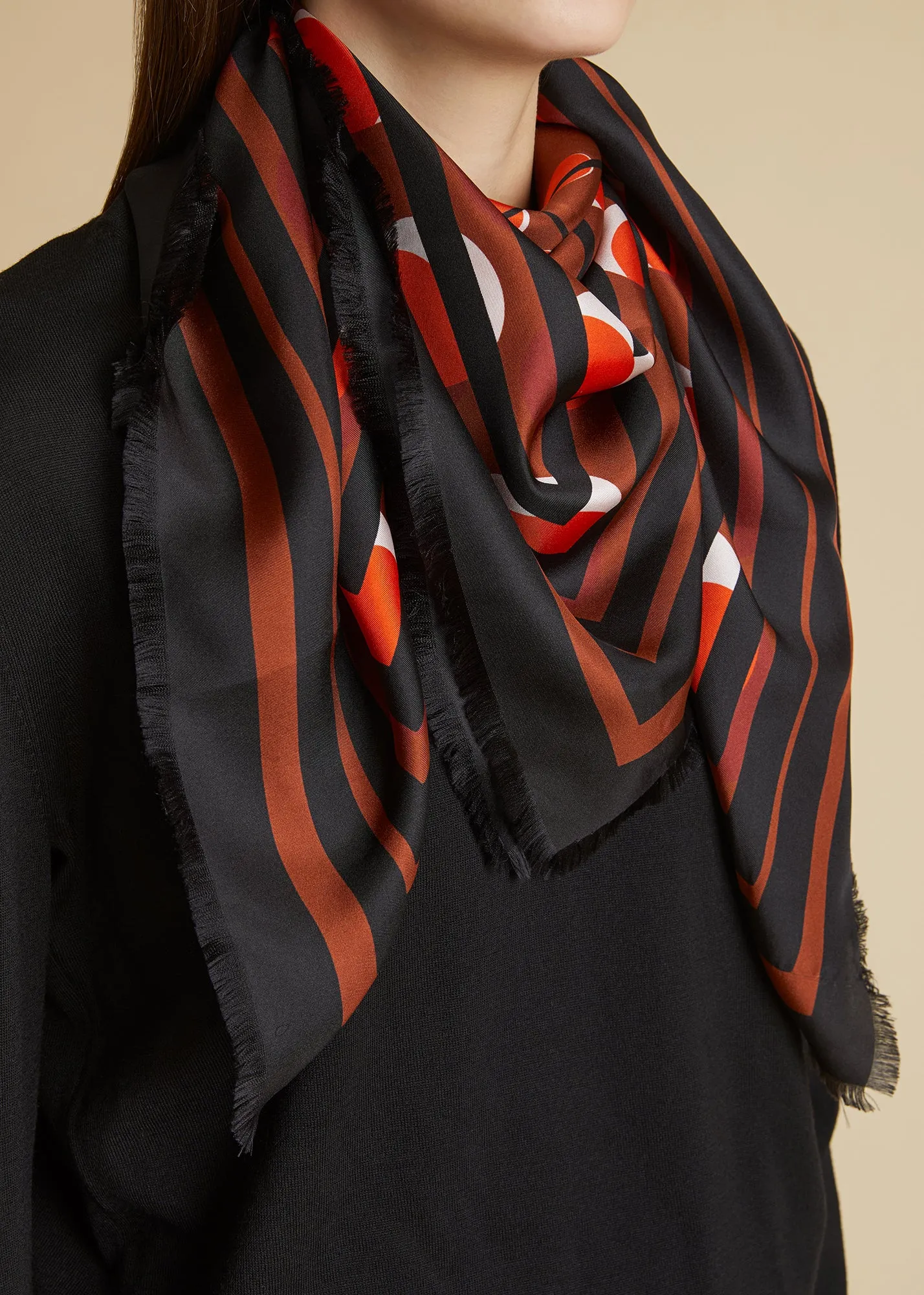 Grid Dot Scarf in Orange Multi sold by KHAITE product image thumbnail 2