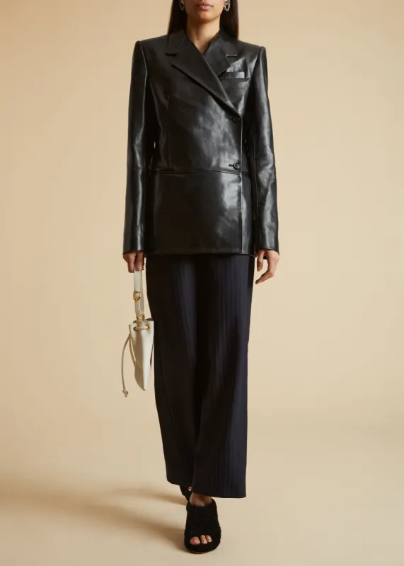 The Otero Blazer in Black Leather sold by KHAITE