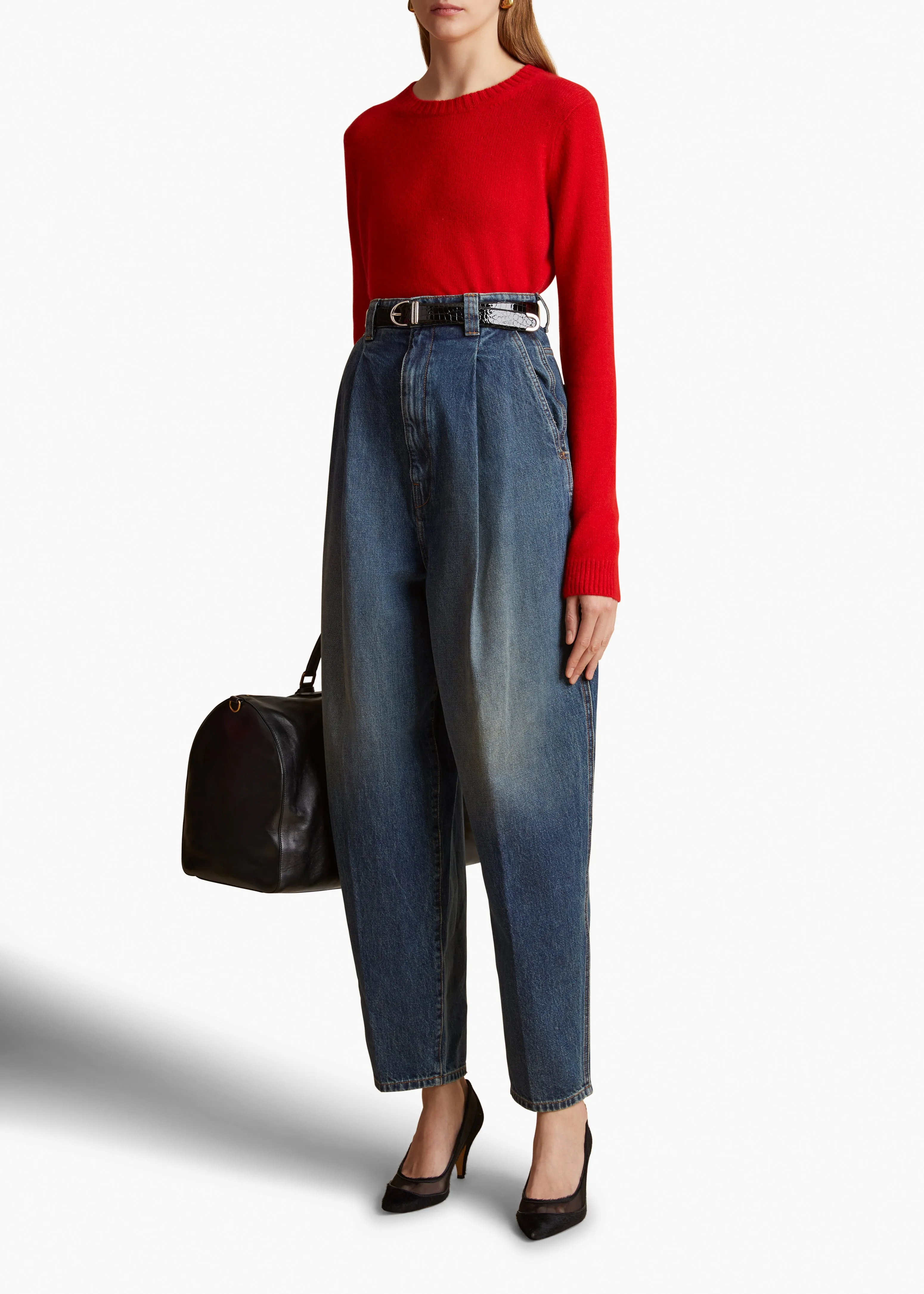 Bambi Belt in Black Croc-Embossed Leather with Silver sold by KHAITE product image thumbnail 3