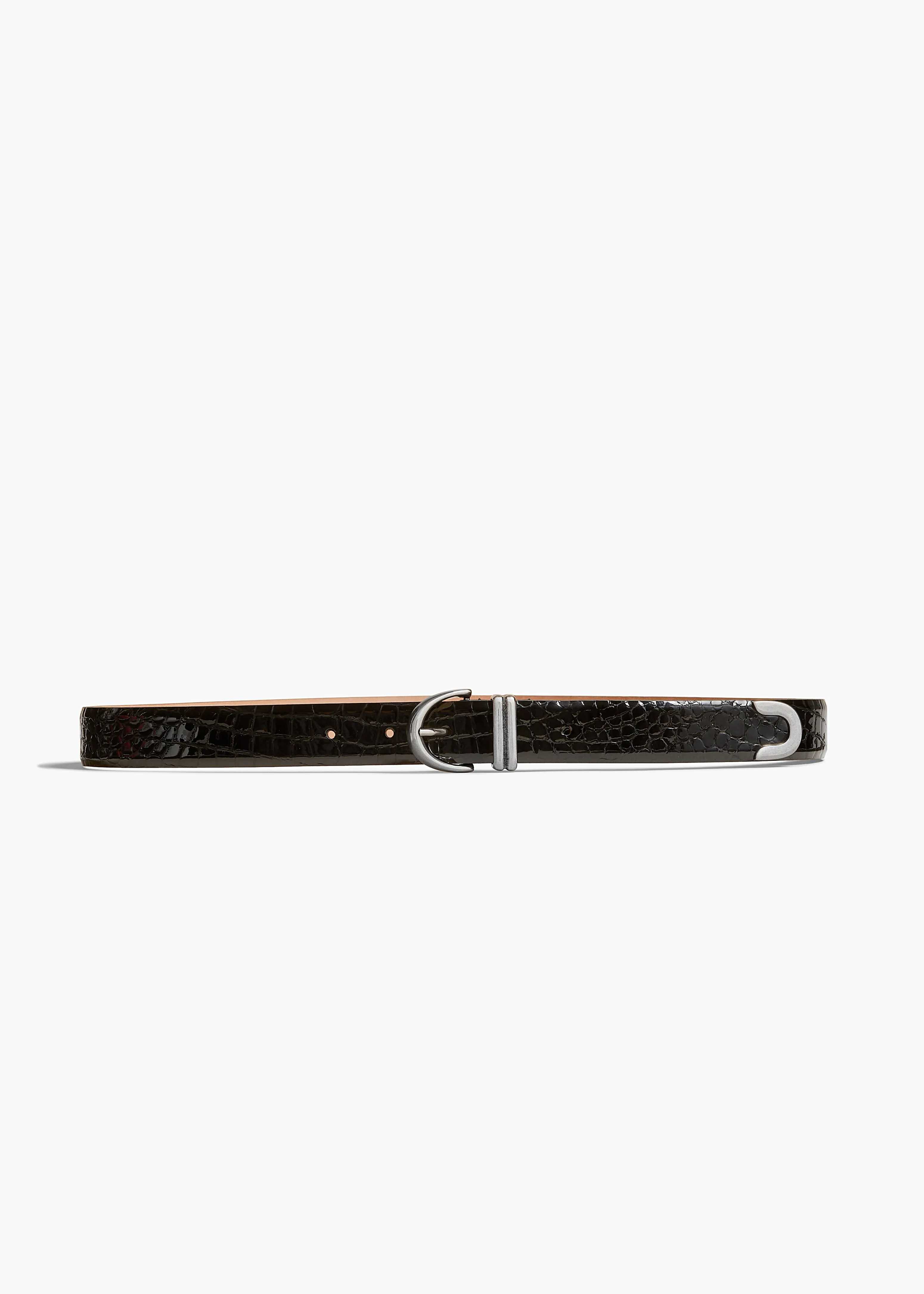 Bambi Belt in Black Croc-Embossed Leather with Silver sold by KHAITE