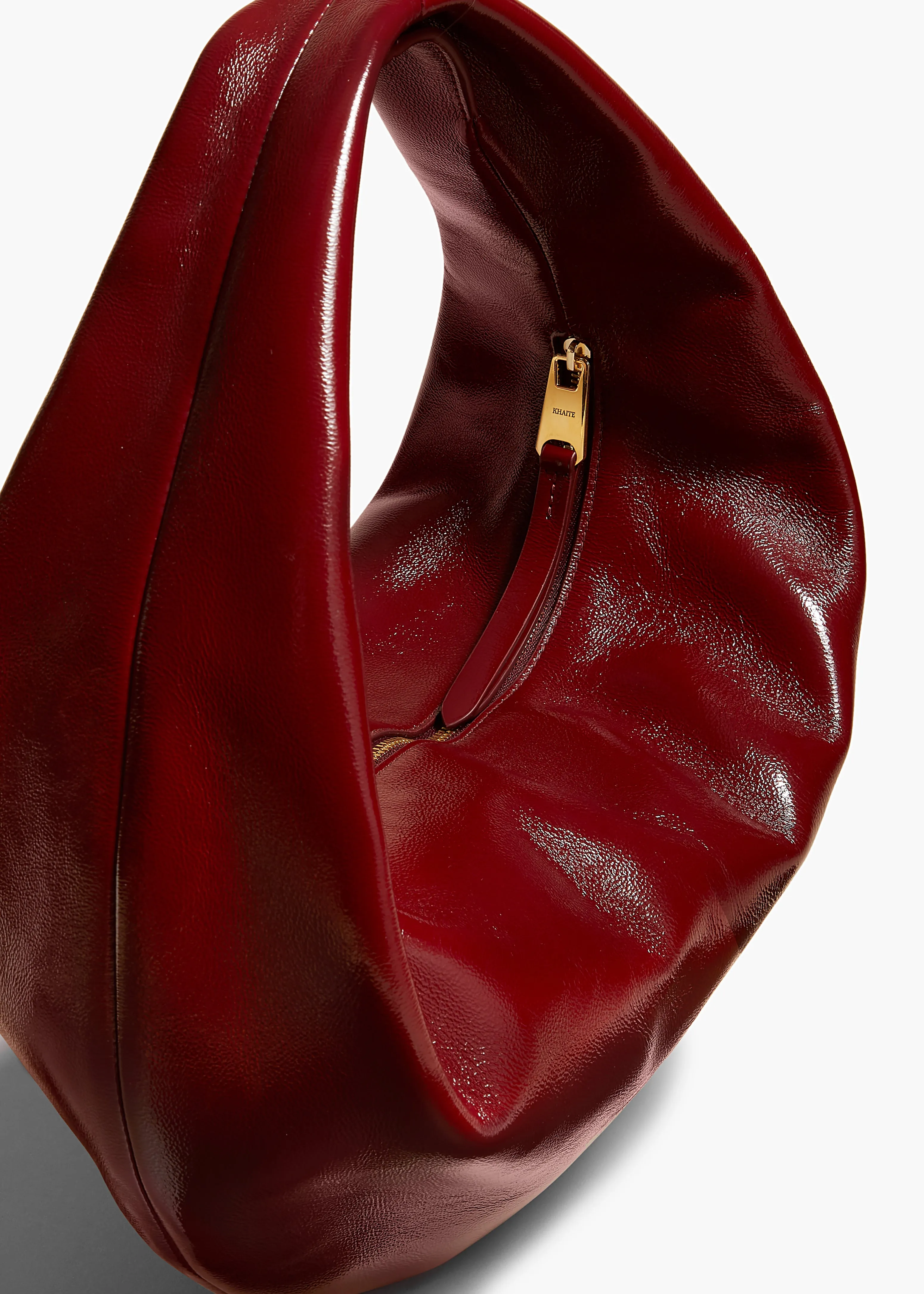 Medium Olivia Hobo in Oxblood Crackle Patent Leather sold by KHAITE product image thumbnail 3