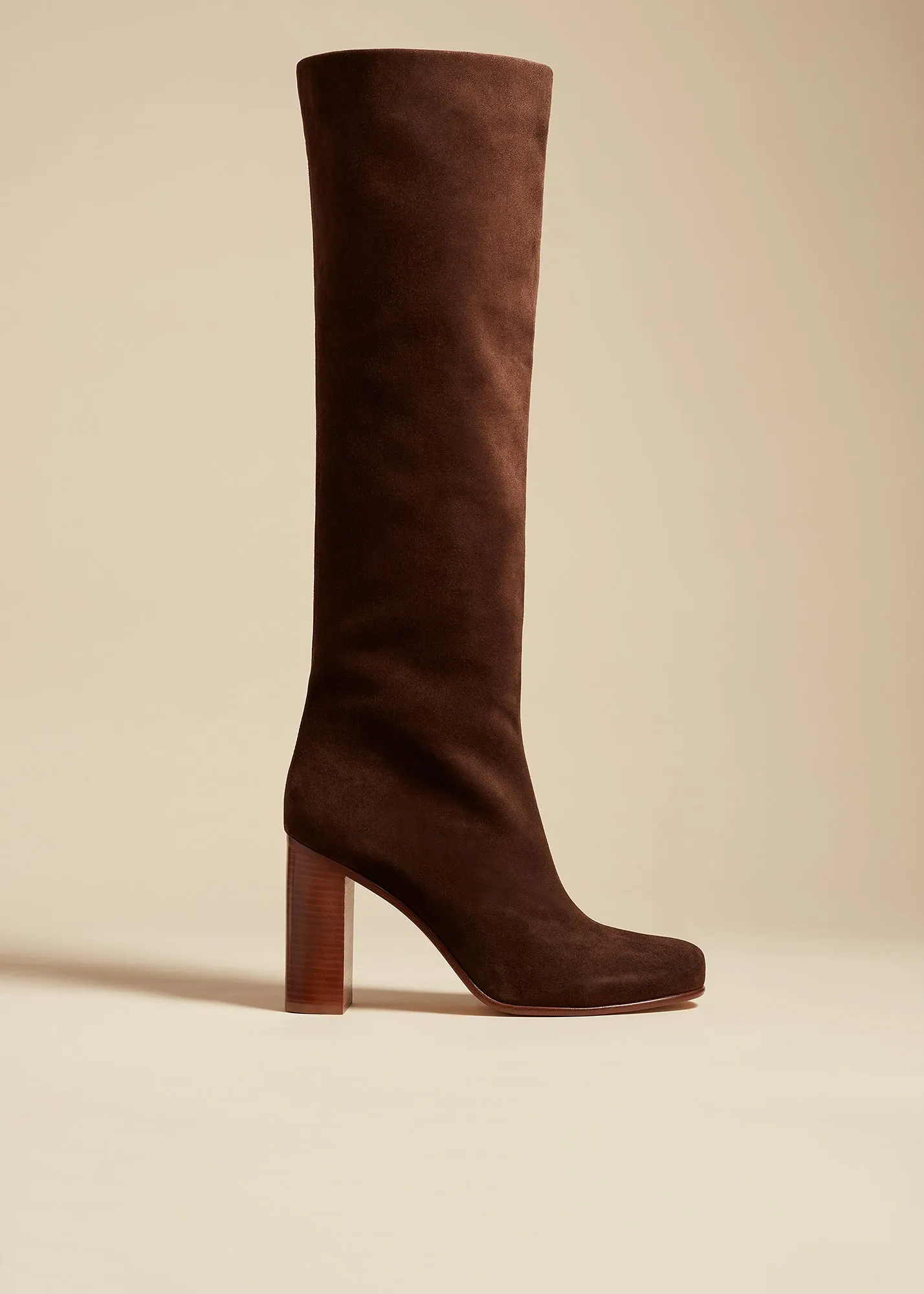 Willow Knee-High Boot in Dark Brown Suede sold by KHAITE