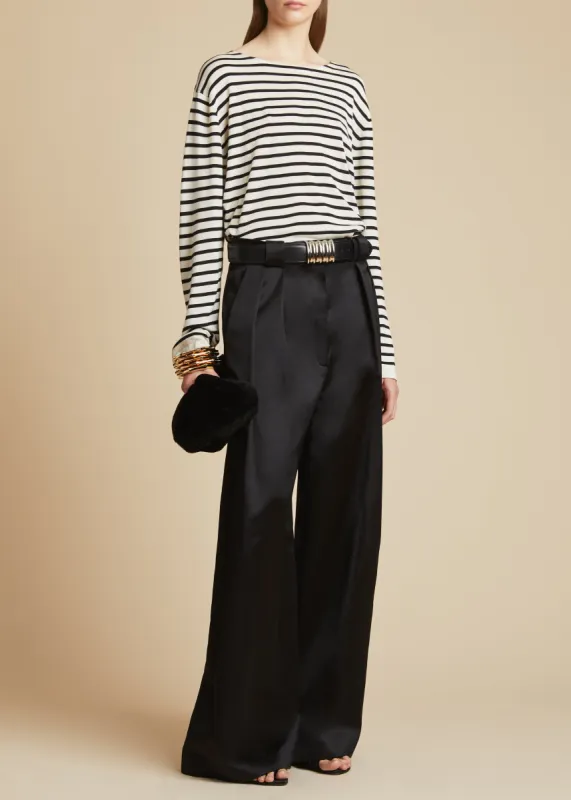The Casey Top in Black and Ivory Stripe made by KHAITE