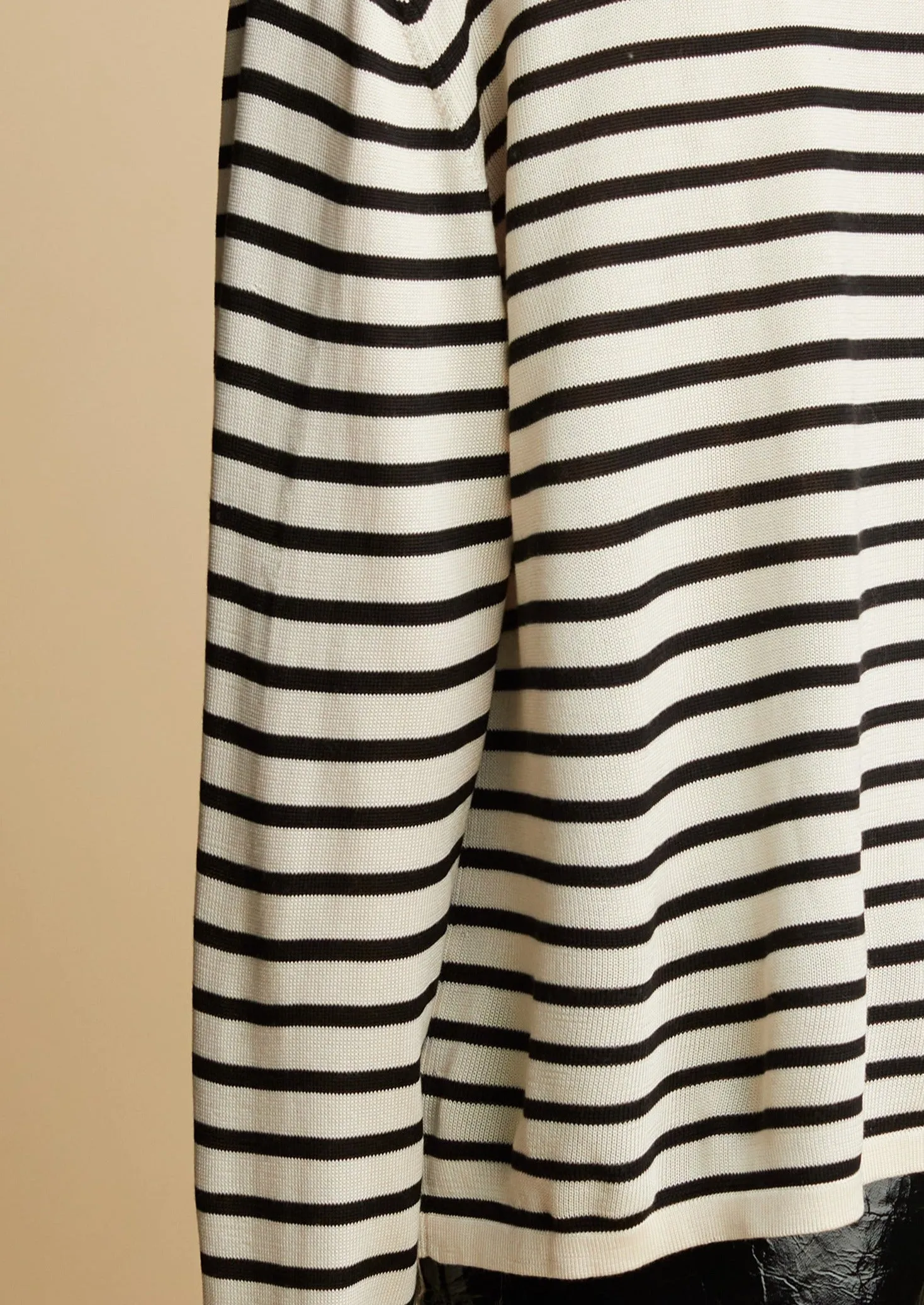 The Casey Top in Black and Ivory Stripe sold by KHAITE product image thumbnail 5