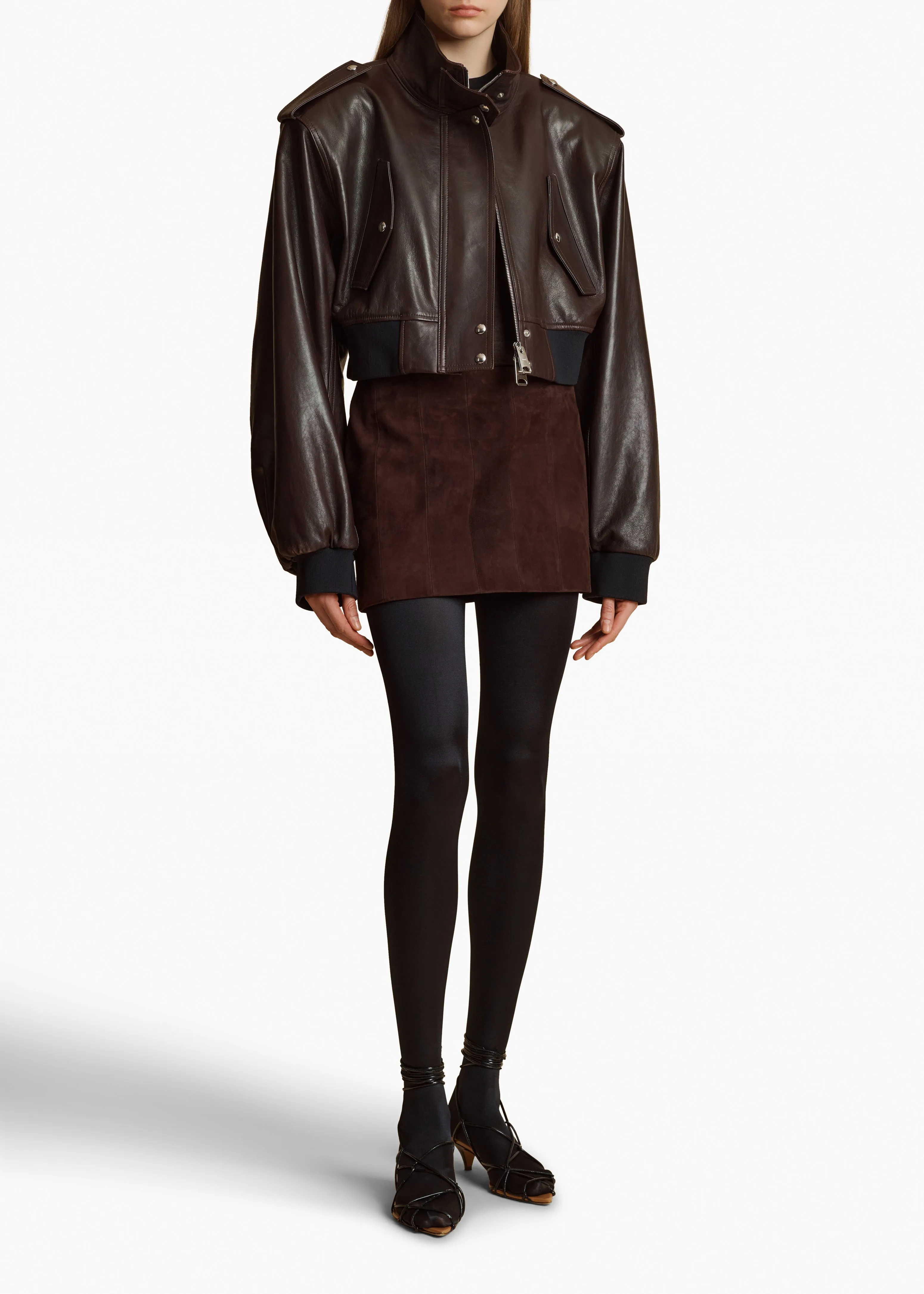 Meelar Skirt in Dark Brown Suede sold by KHAITE product image thumbnail 2