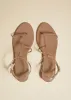 Jones Flat Sandal in Mud Crinkled Leather sold by KHAITE
