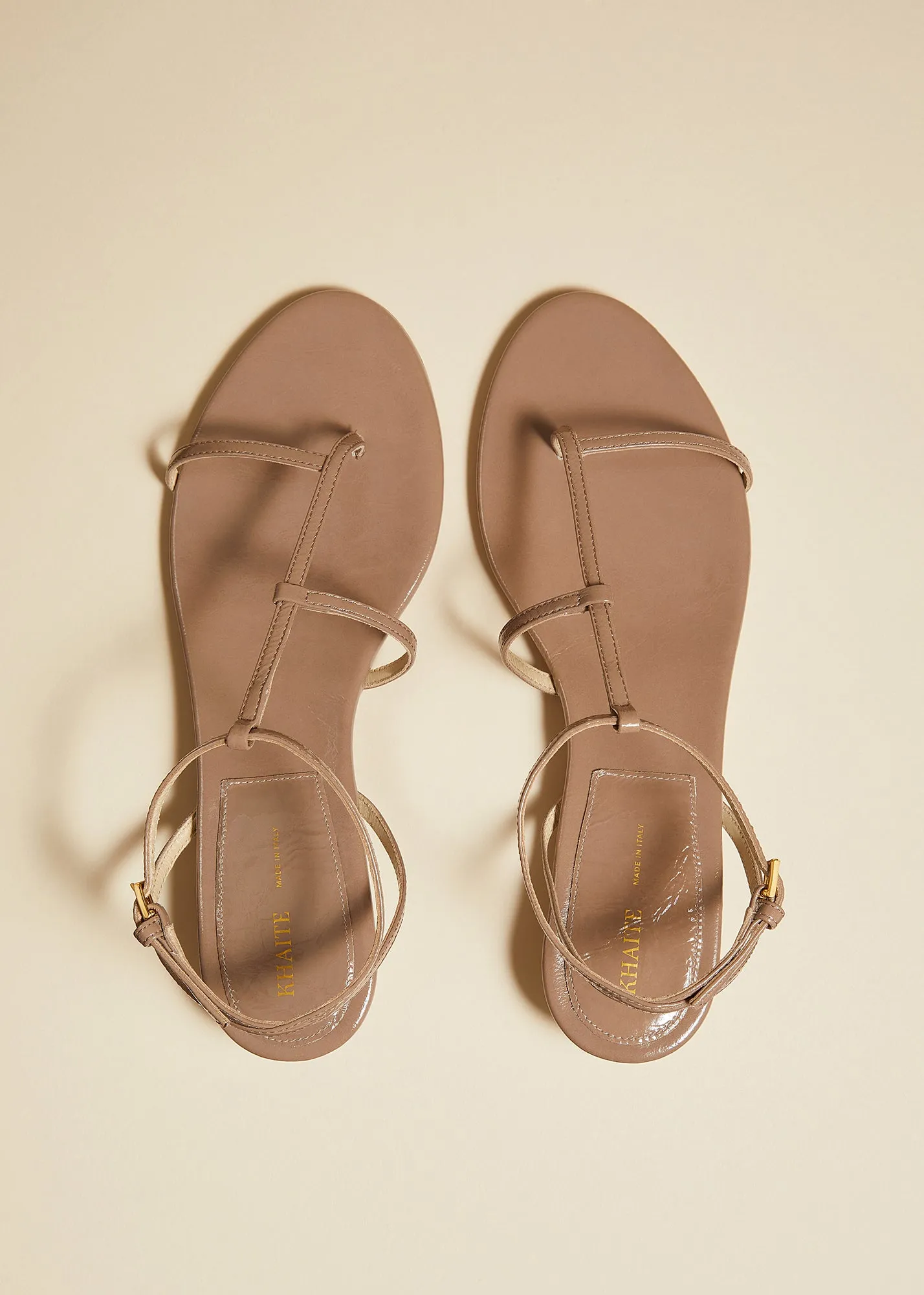 Jones Flat Sandal in Mud Crinkled Leather sold by KHAITE product image thumbnail 4