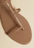 Jones Flat Sandal in Mud Crinkled Leather sold by KHAITE