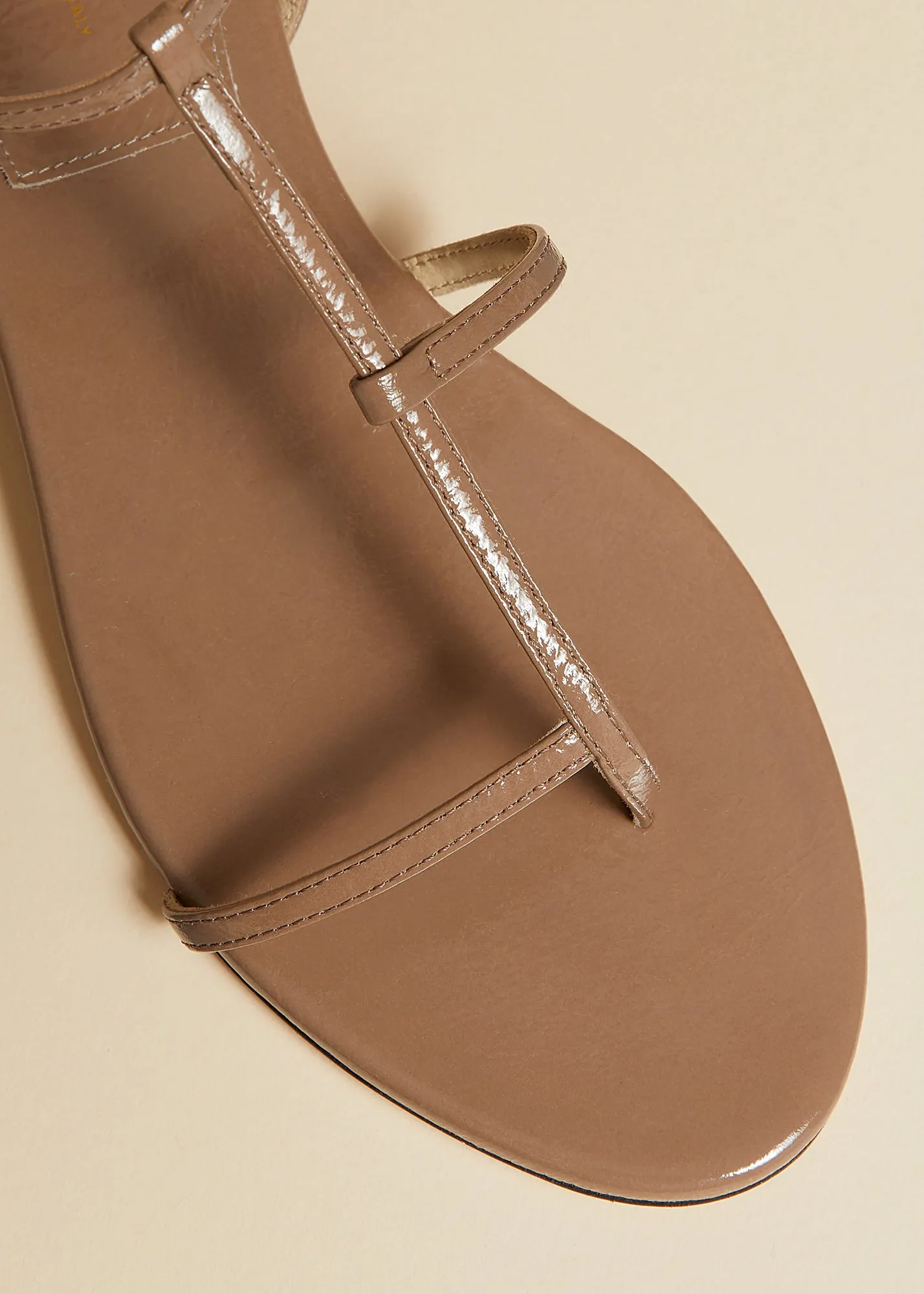 Jones Flat Sandal in Mud Crinkled Leather sold by KHAITE product image thumbnail 3
