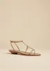 Jones Flat Sandal in Mud Crinkled Leather sold by KHAITE
