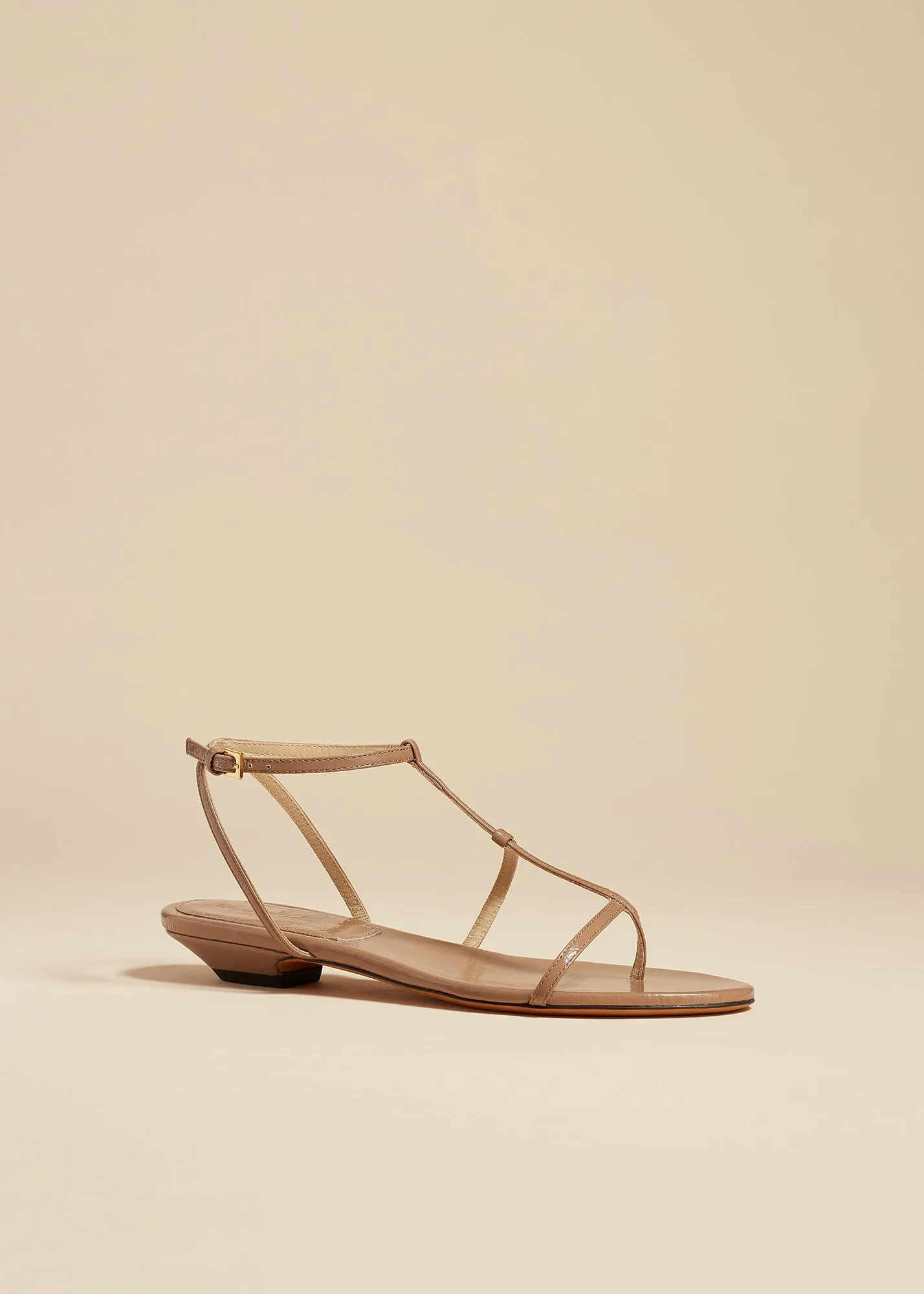 Jones Flat Sandal in Mud Crinkled Leather sold by KHAITE product image thumbnail 2