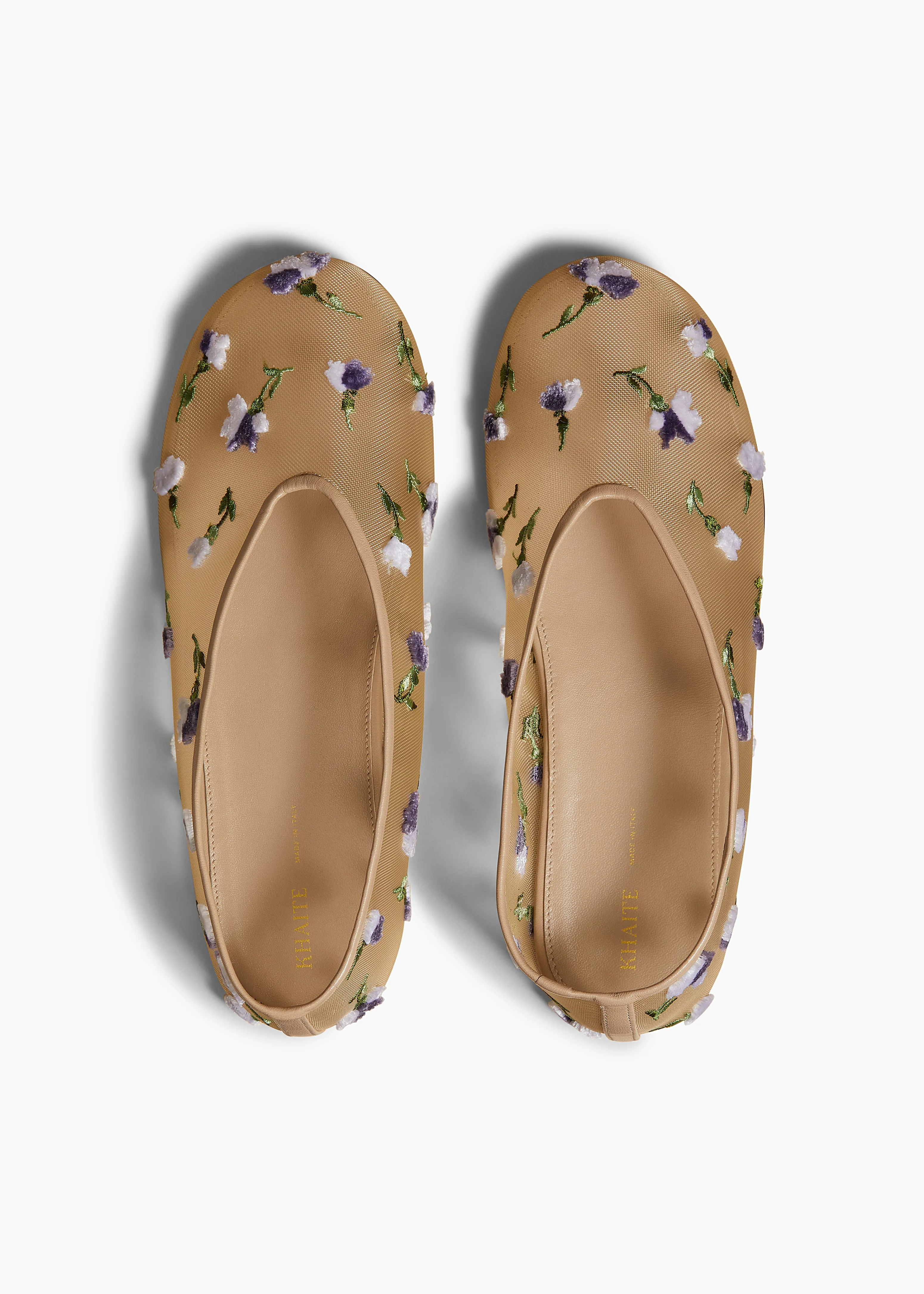 Marcy Flat in Beige Mesh with Purple Floral Embroidery sold by KHAITE product image thumbnail 3