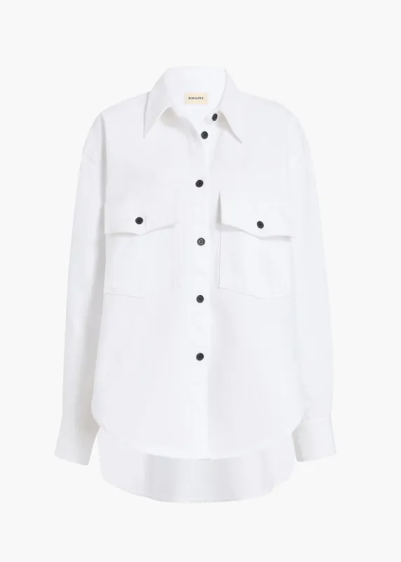 Mahmet Top in White Denim sold by KHAITE