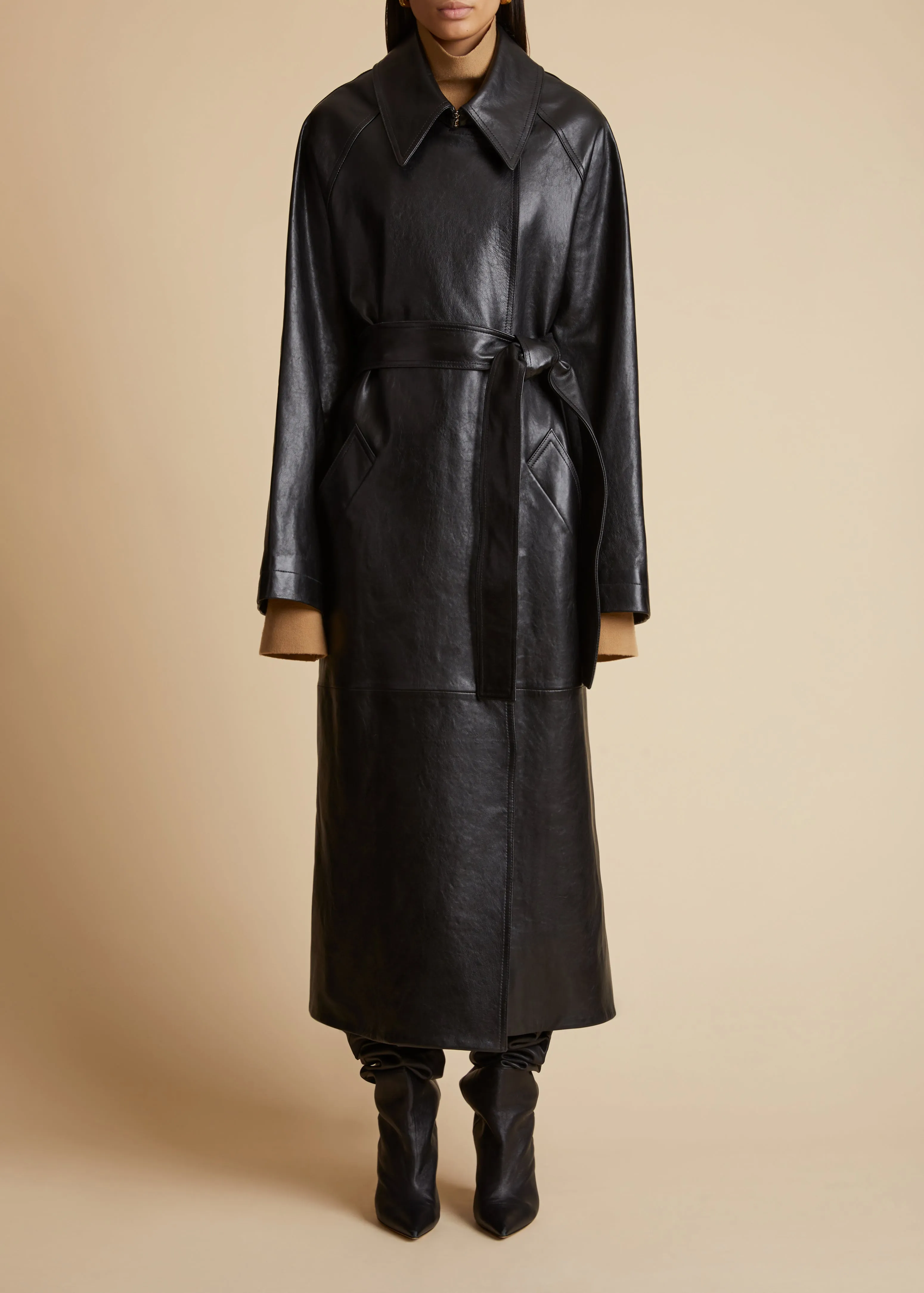 The Minnie Coat in Black Leather sold by KHAITE product image thumbnail 2