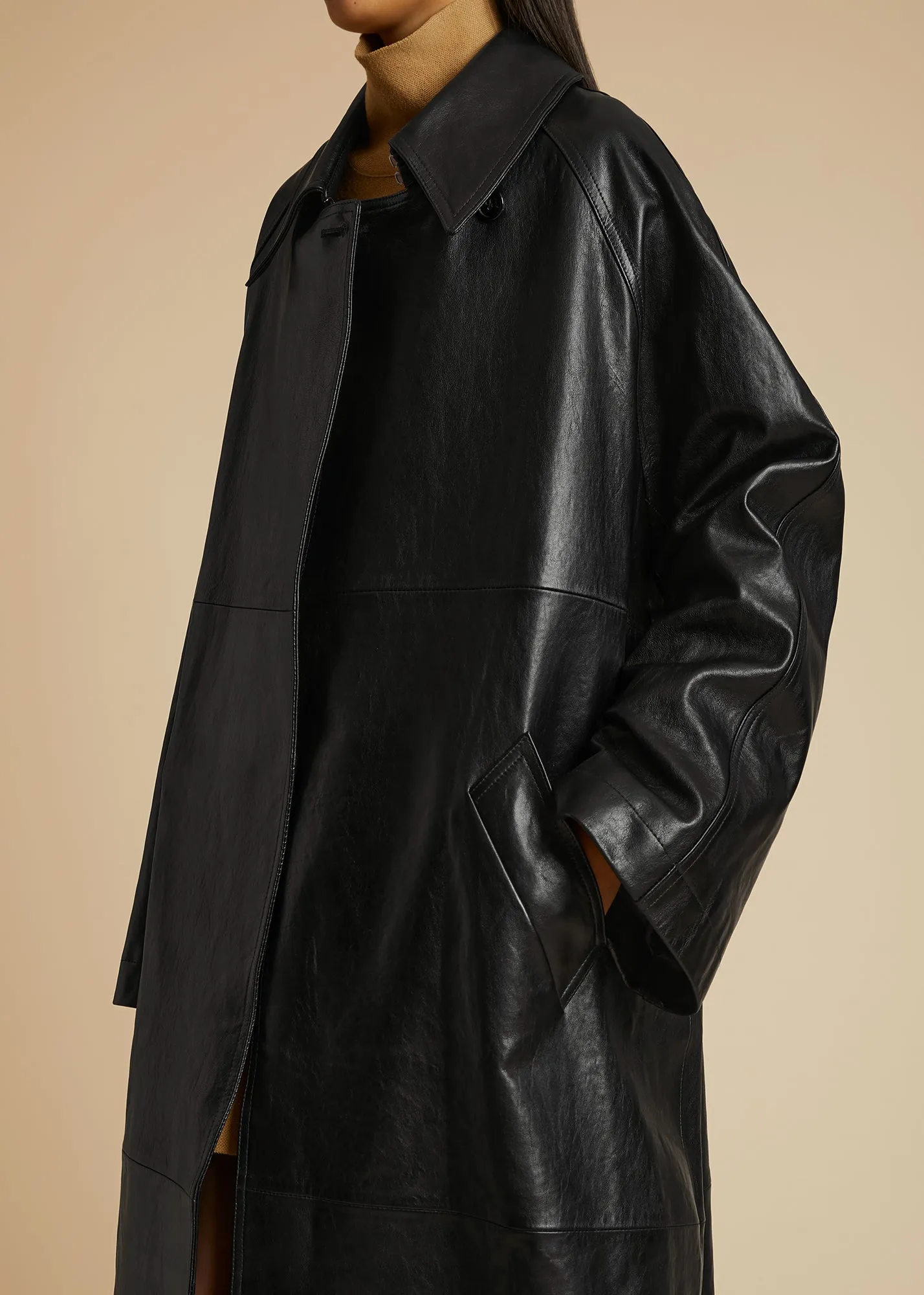 The Minnie Coat in Black Leather sold by KHAITE product image thumbnail 4