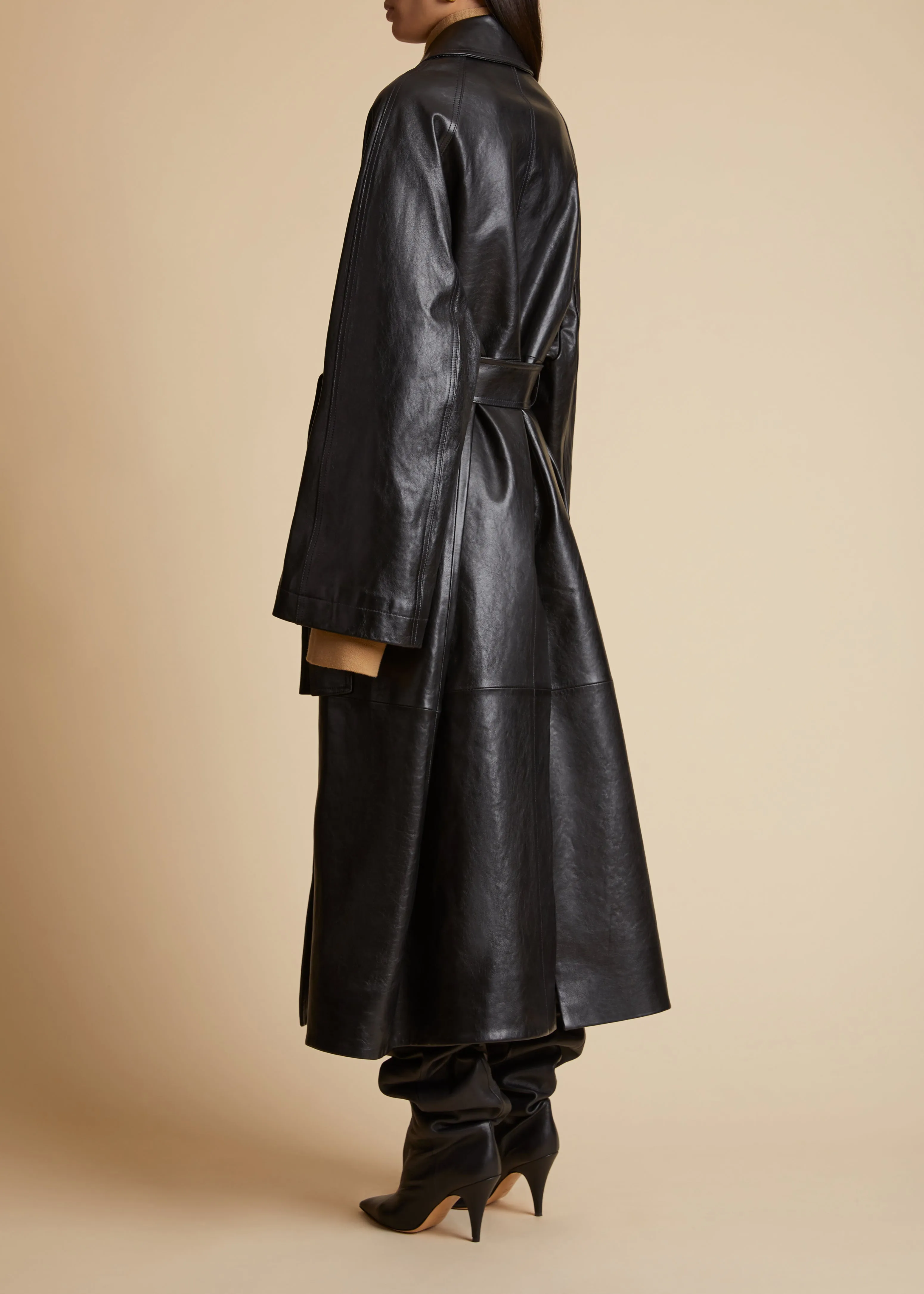 The Minnie Coat in Black Leather sold by KHAITE product image thumbnail 3