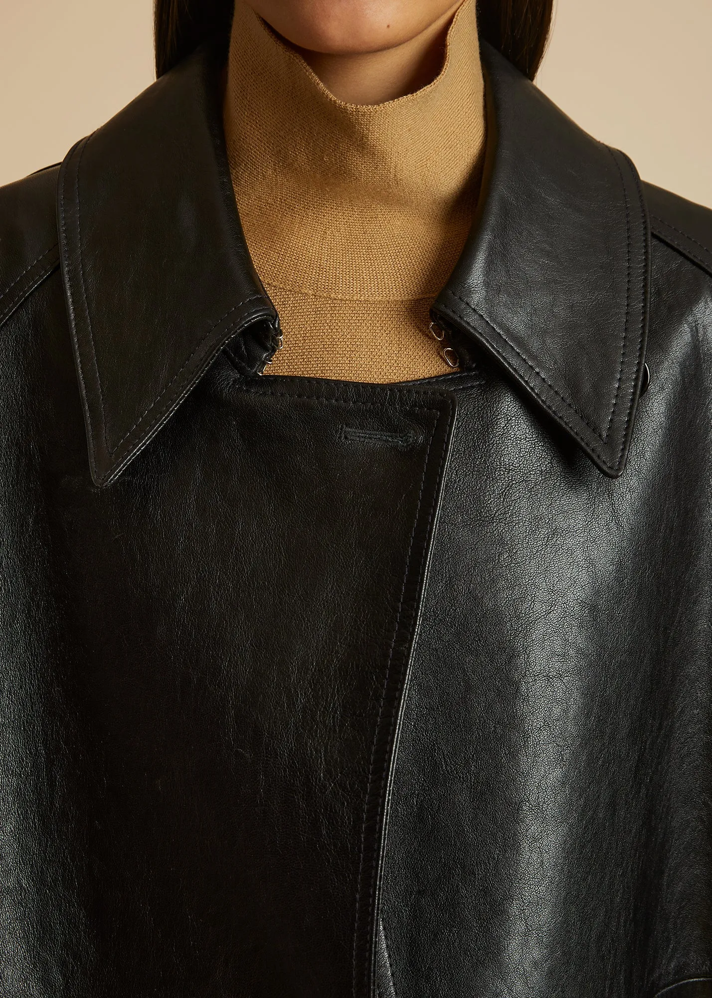 The Minnie Coat in Black Leather sold by KHAITE product image thumbnail 5