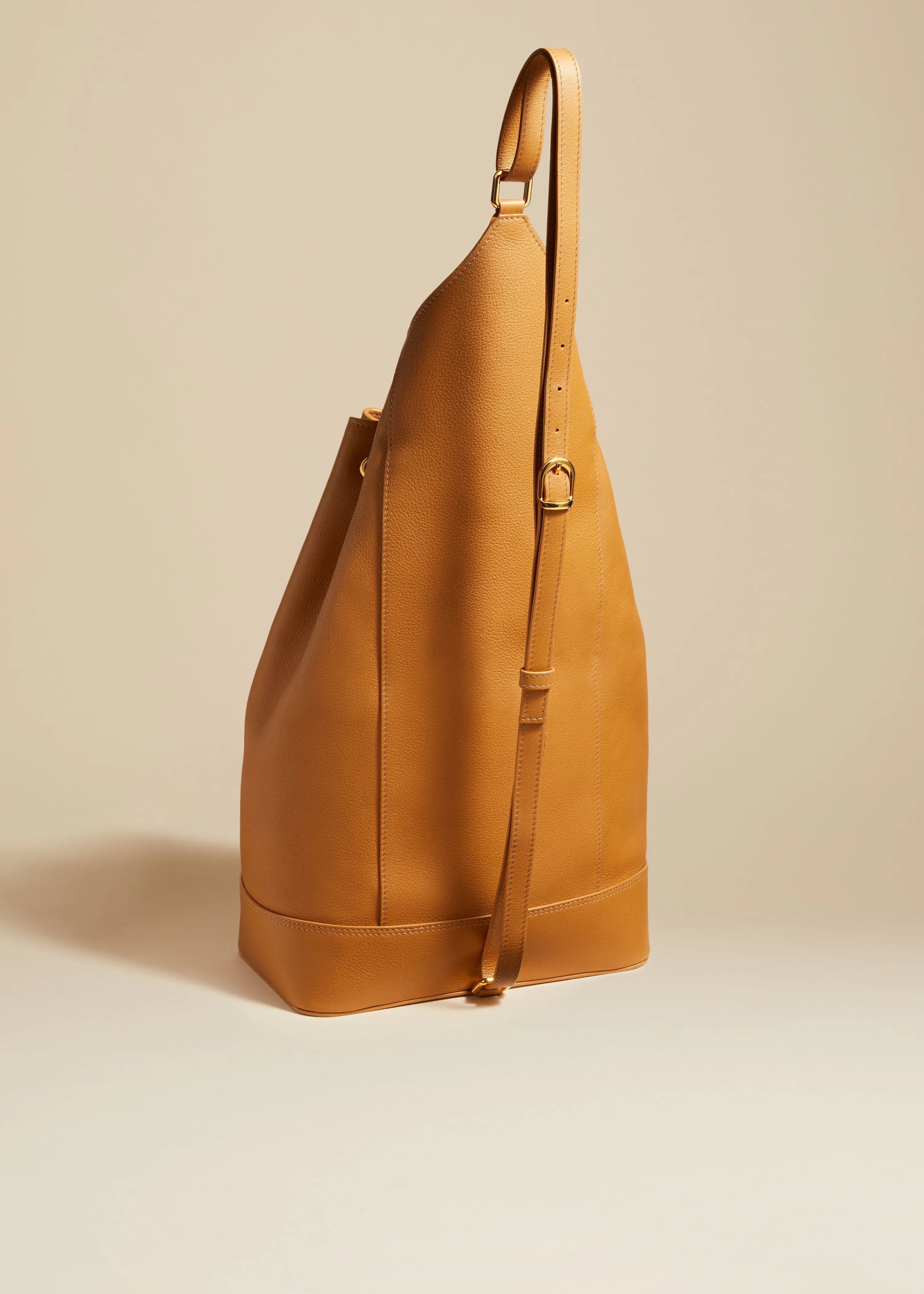 The Medium Greta Backpack in Nougat Pebbled Leather sold by KHAITE product image thumbnail 2