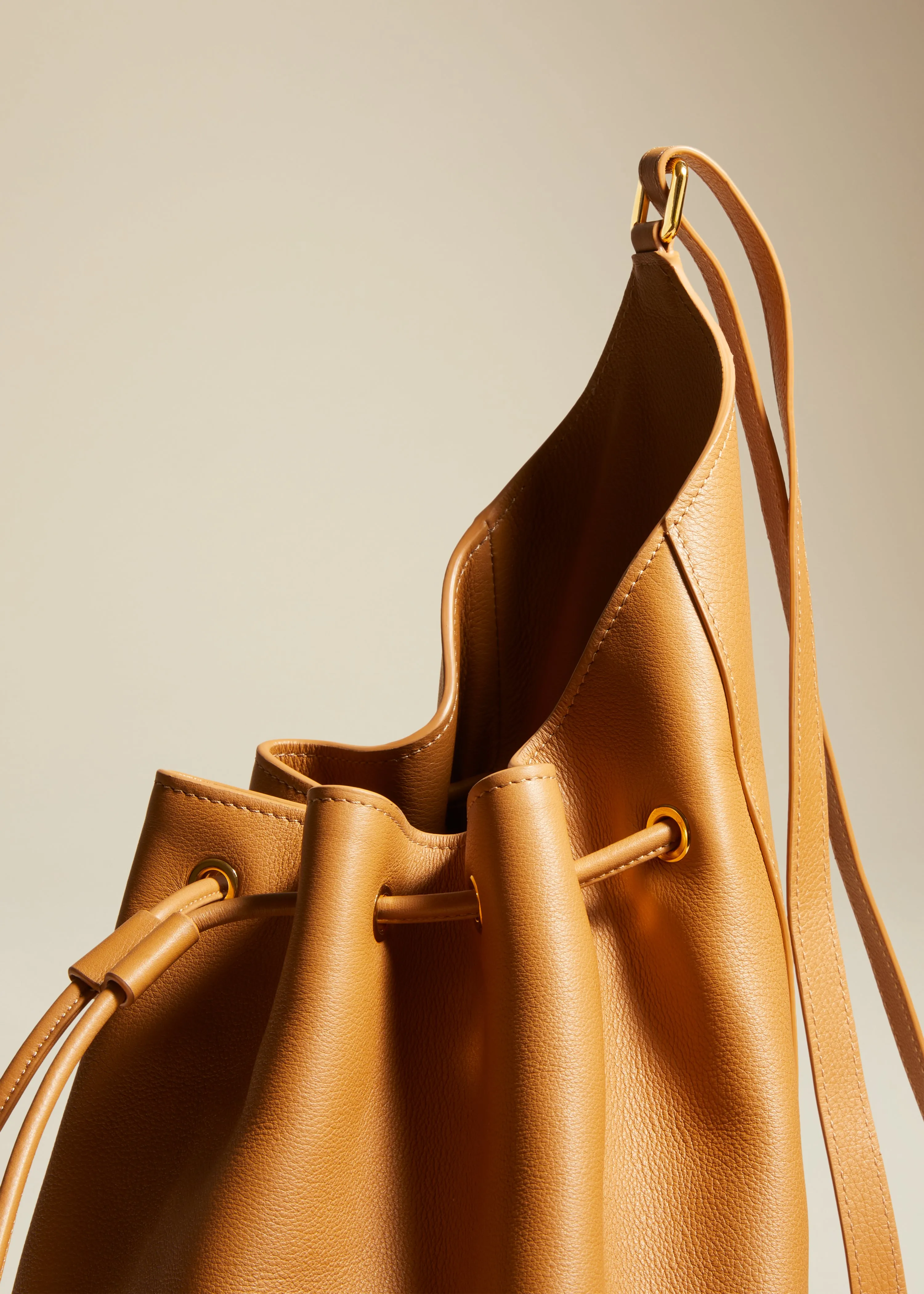 The Medium Greta Backpack in Nougat Pebbled Leather sold by KHAITE product image thumbnail 4