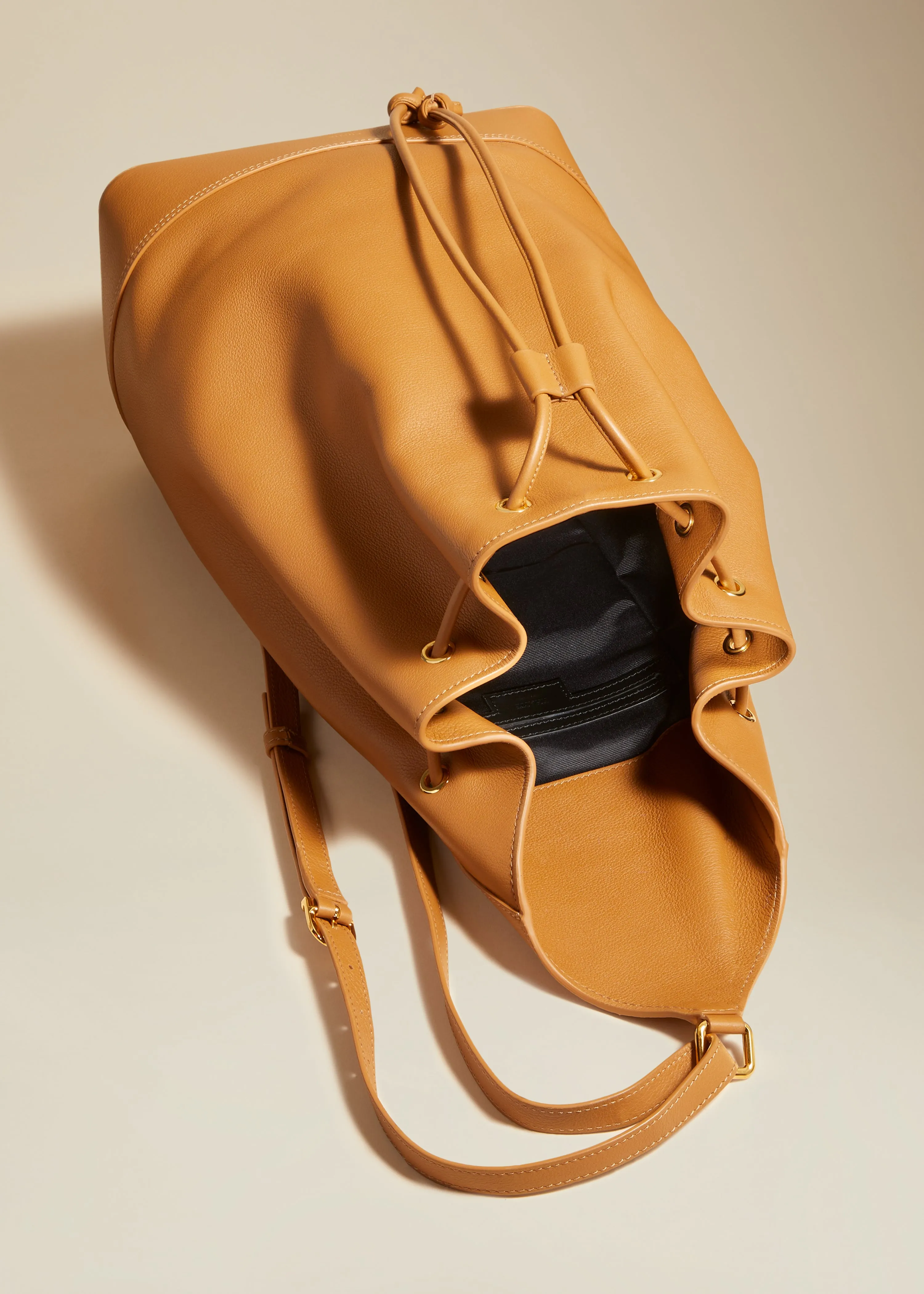 The Medium Greta Backpack in Nougat Pebbled Leather sold by KHAITE product image thumbnail 3
