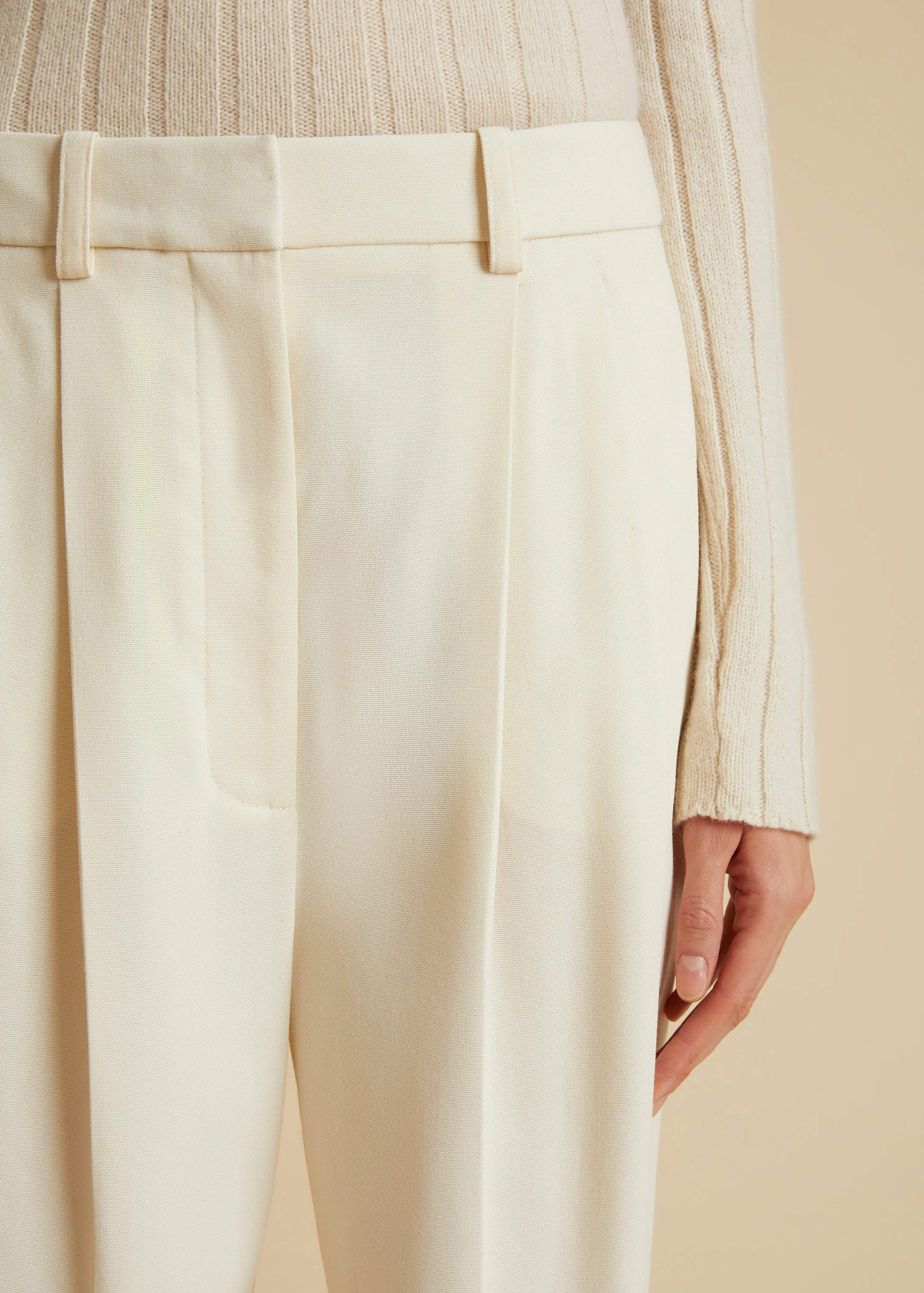 The Leaton Pant in Chalk sold by KHAITE product image thumbnail 4