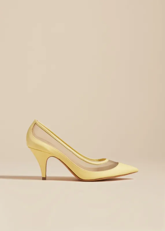 The River Mesh Pump in Pale Yellow Leather sold by KHAITE