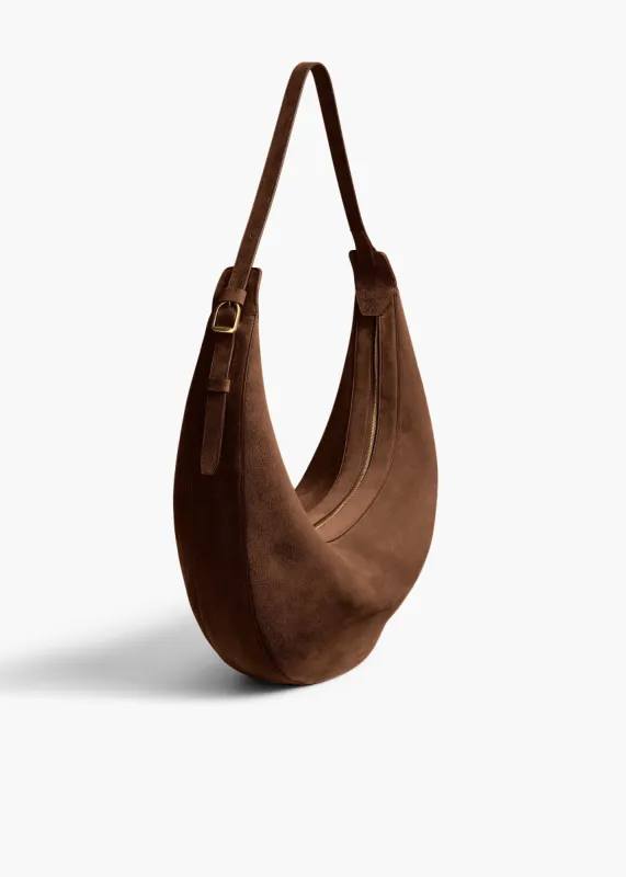 Augustina Hobo in Cedar Suede sold by KHAITE