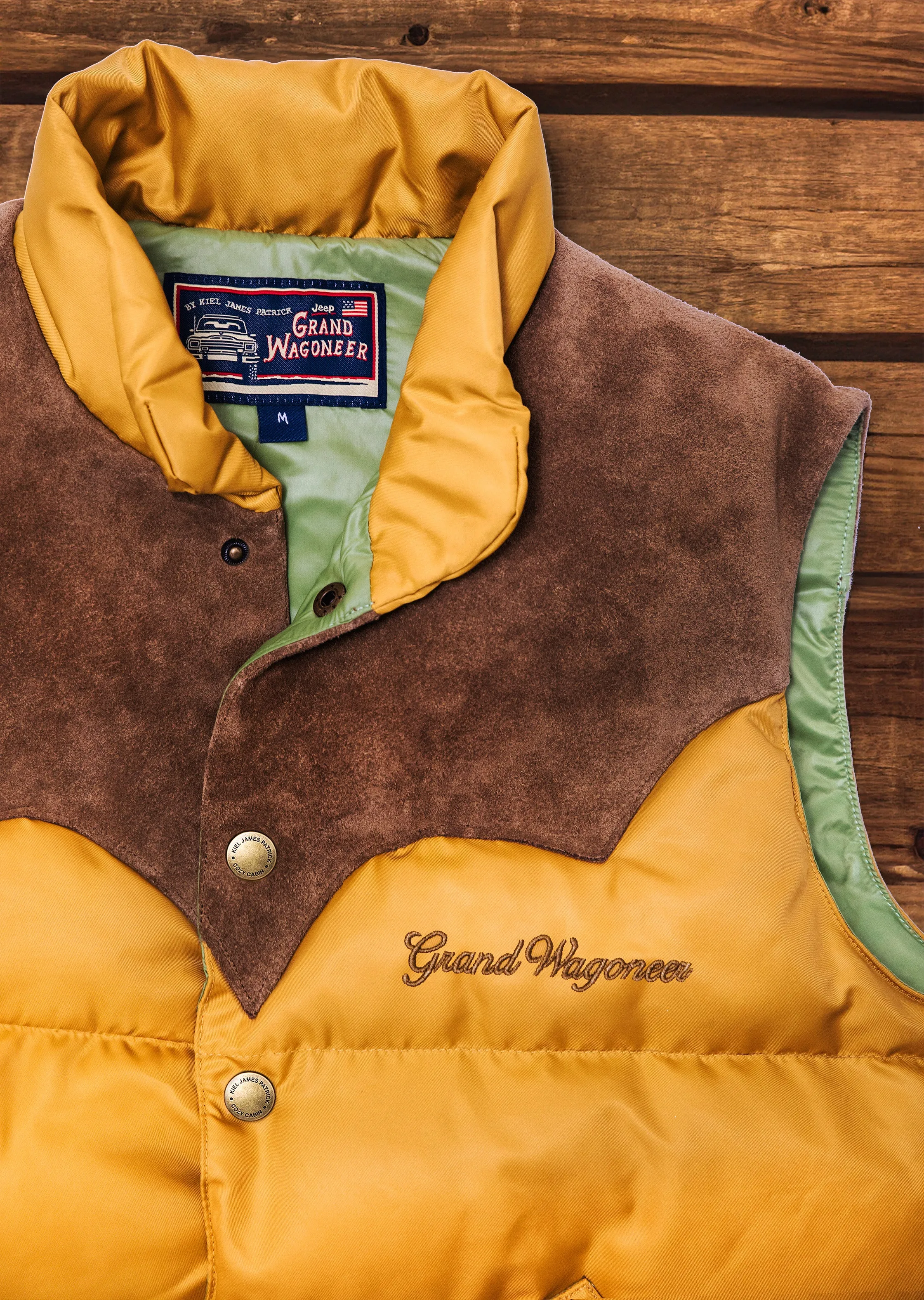 Jeep® x KJP Grand Wagoneer Puffer Vest in Tan sold by Kiel James Patrick product image thumbnail 4