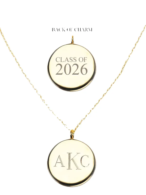 Gold Engravable Graduation Pendant Necklace made by Kiel James Patrick