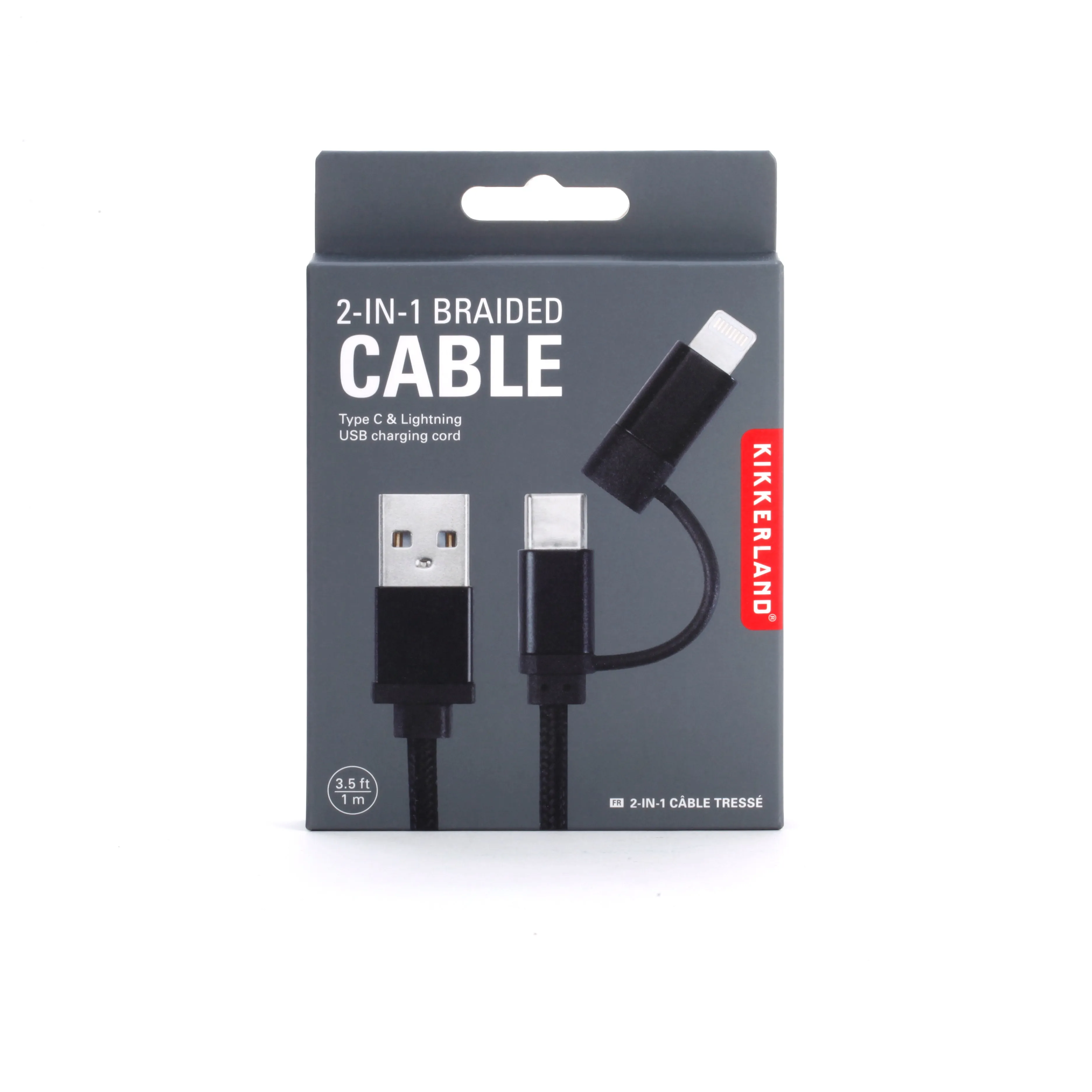 Black 2-in-1 Braided Cable sold by Kikkerland product image thumbnail 3