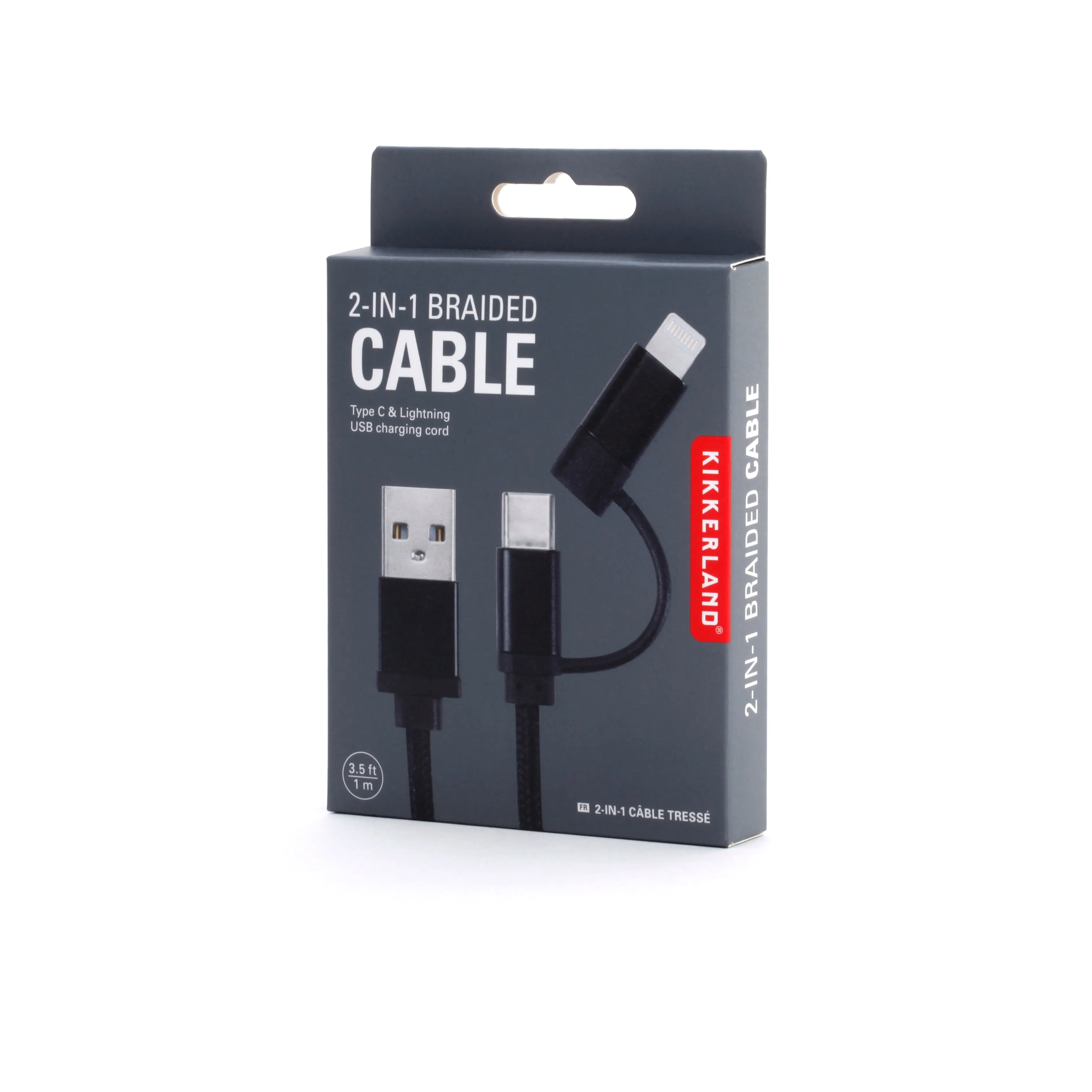 Black 2-in-1 Braided Cable sold by Kikkerland product image thumbnail 4