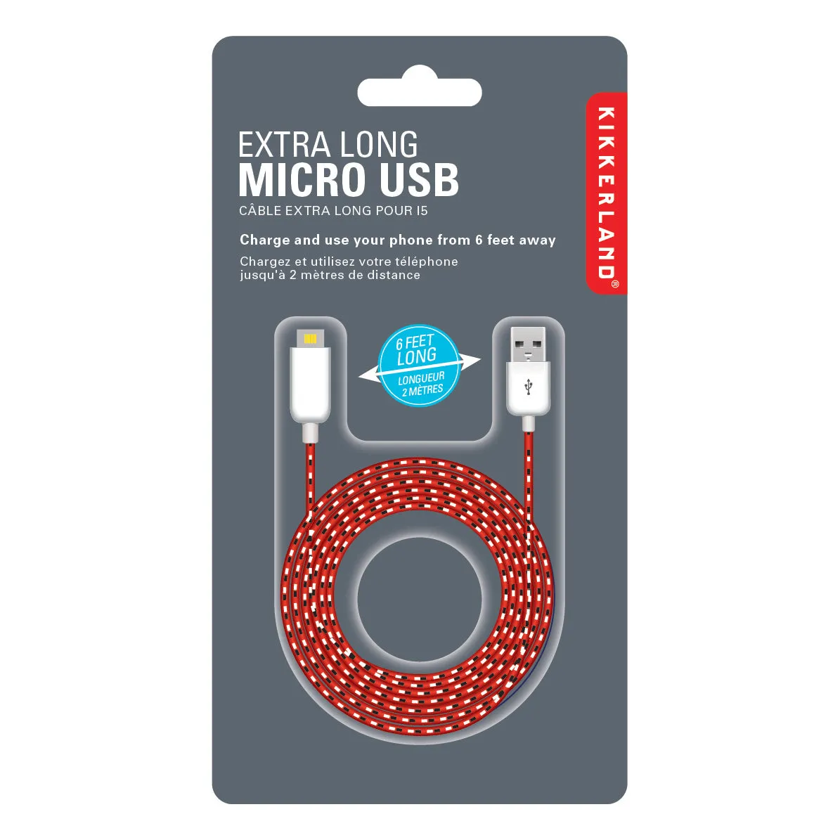 Extra Long Micro USB Charging Cable sold by Kikkerland product image thumbnail 4