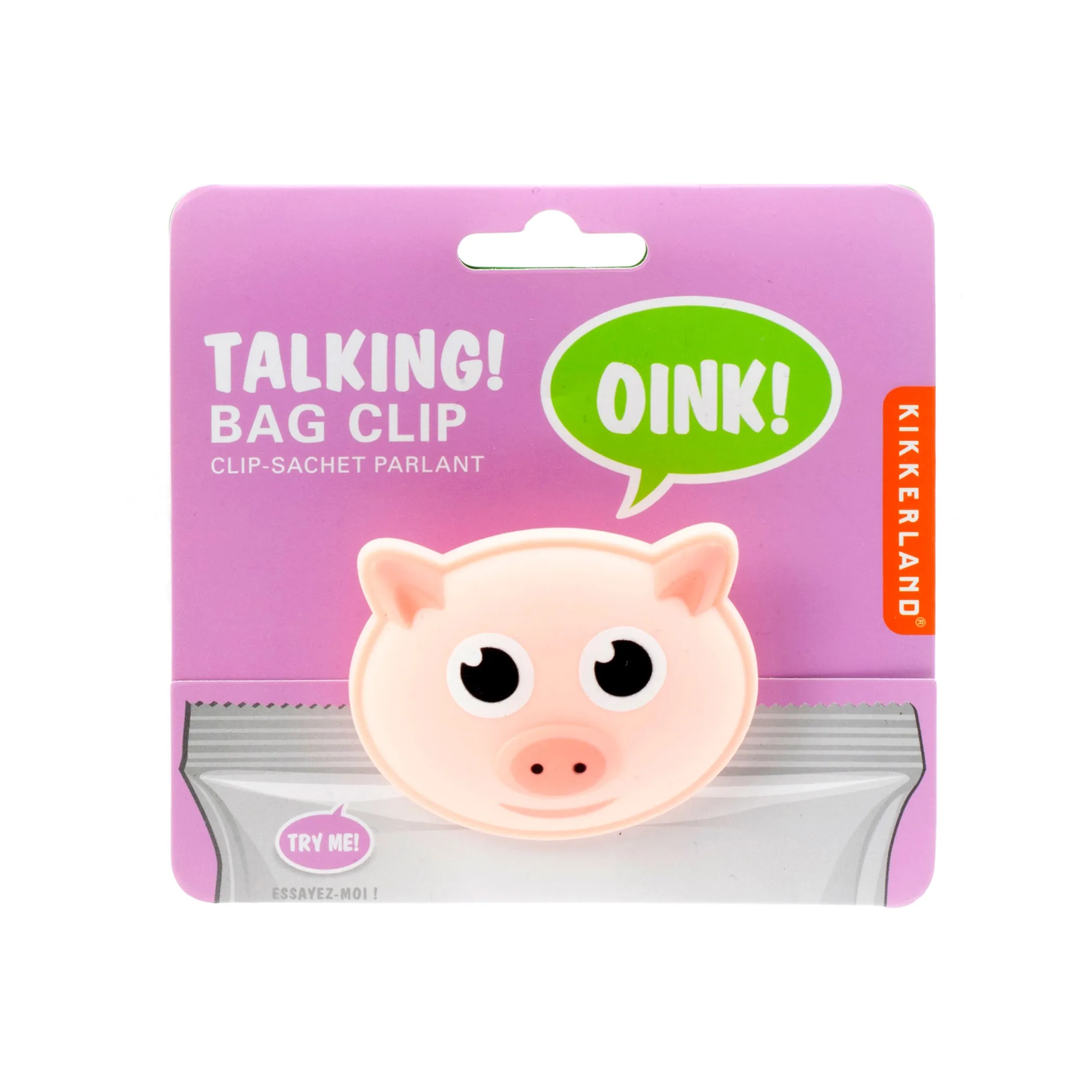 Pig Talking Bag Clip sold by Kikkerland