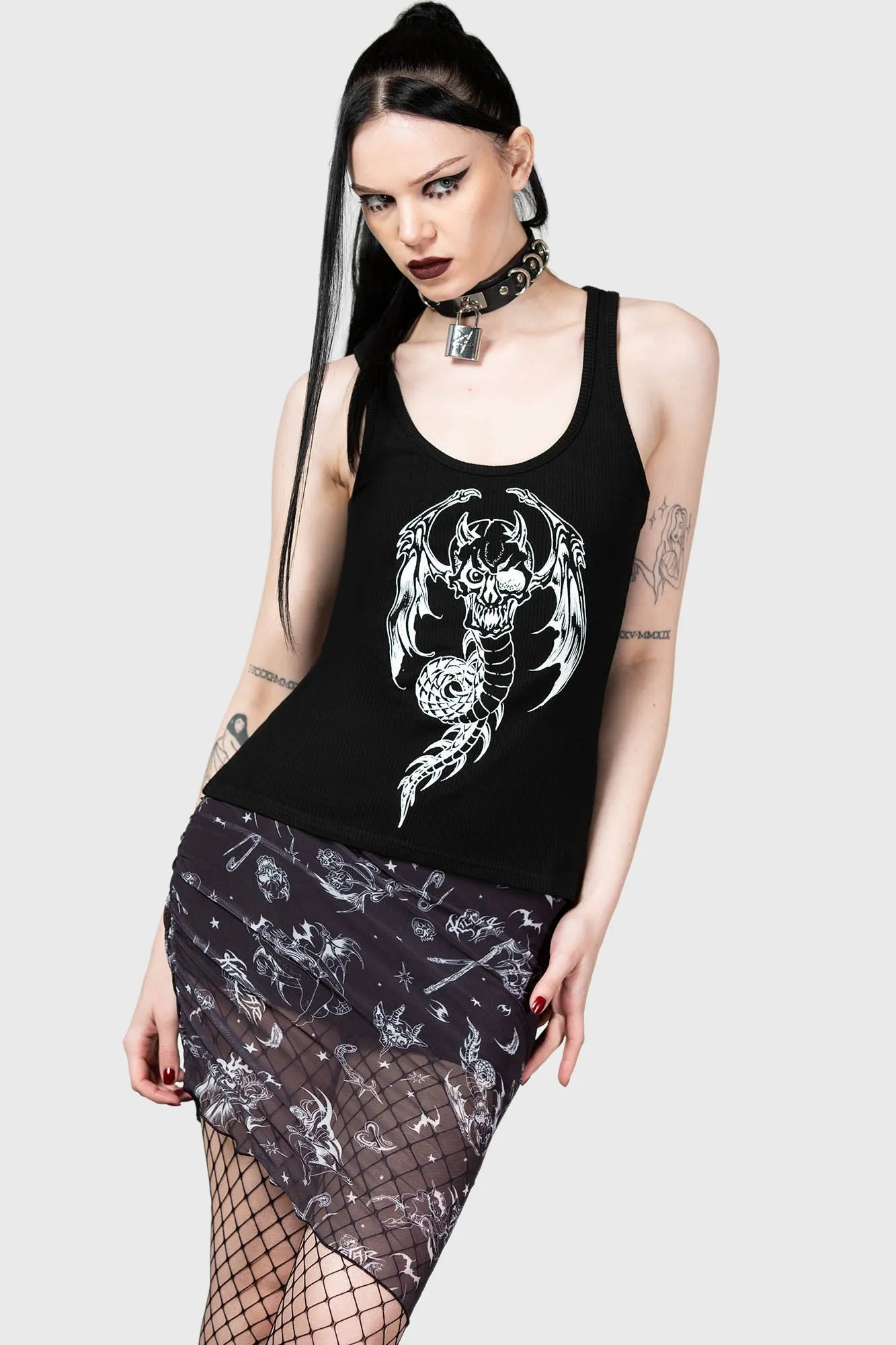 Dazed Skull Mini Skirt sold by Killstar