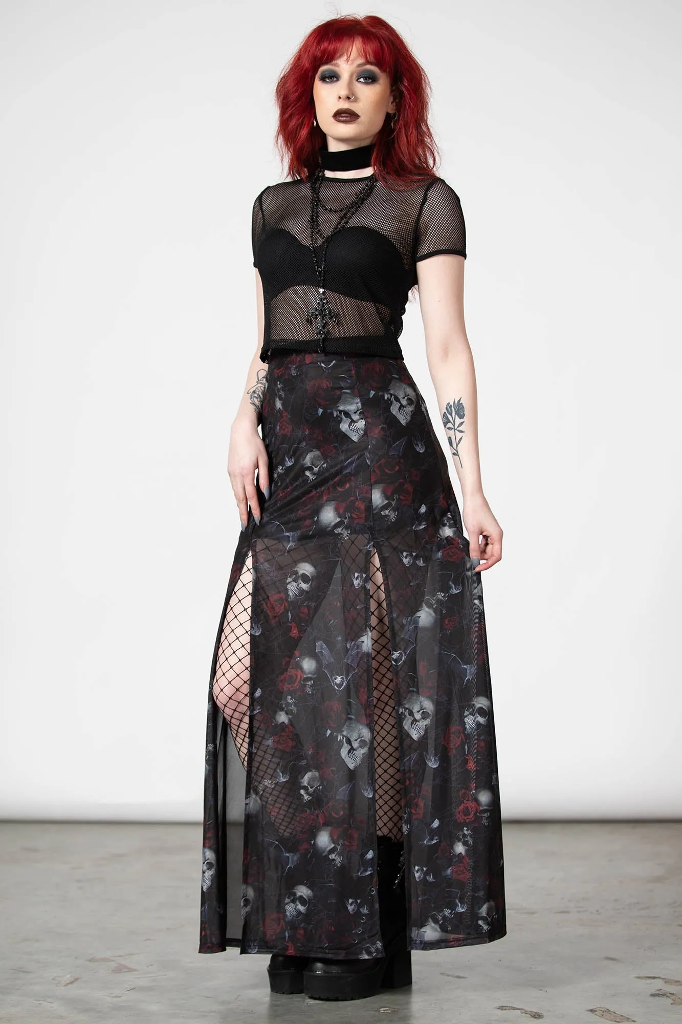 Kleadora Mesh Maxi Skirt sold by Killstar product image thumbnail 4