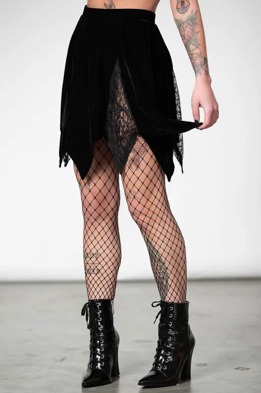 Lester Velvet Mini Skirt [B] - Resurrect sold by Killstar