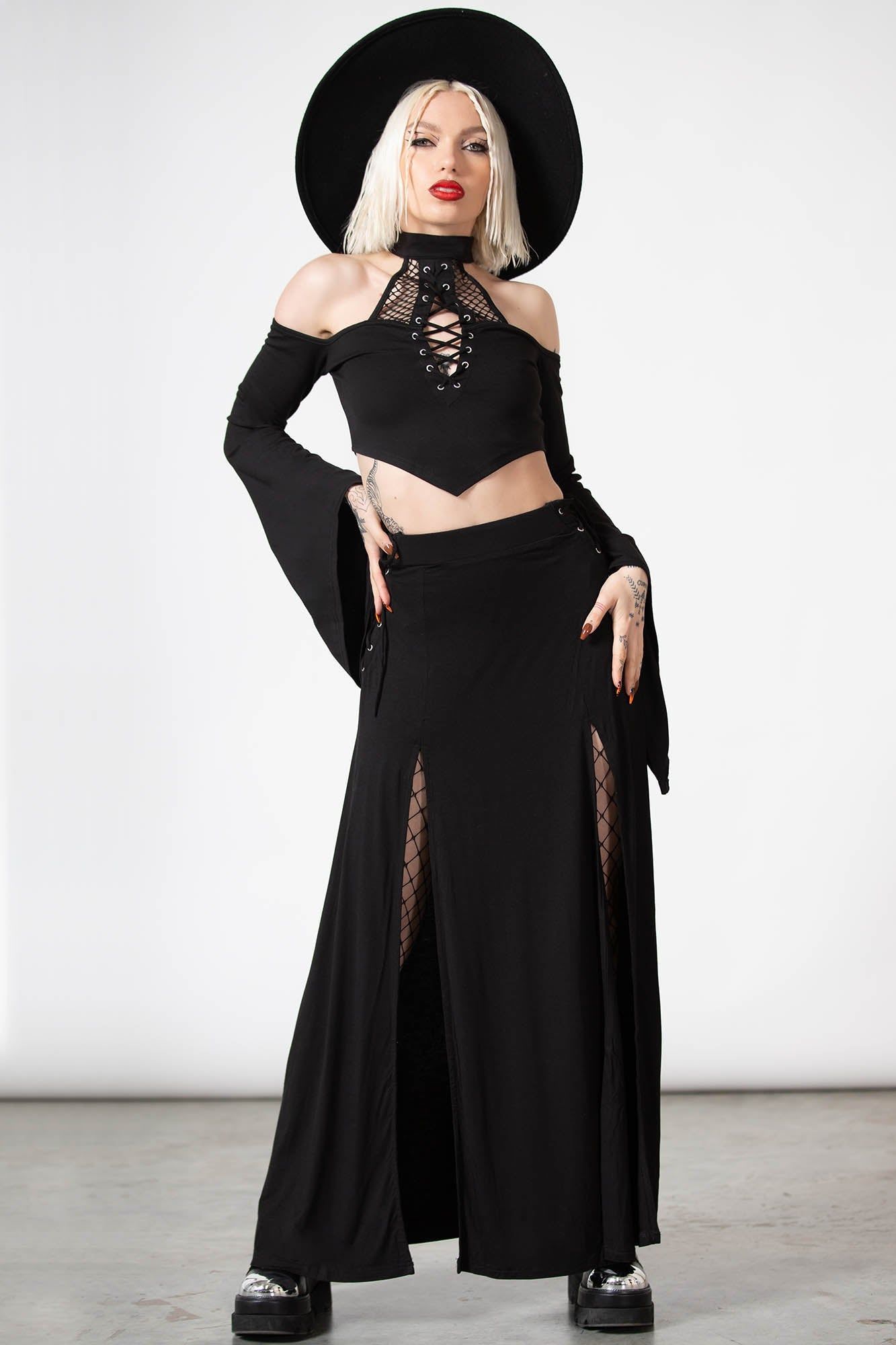 Hellverina Split Maxi Skirt Resurrect sold by Killstar