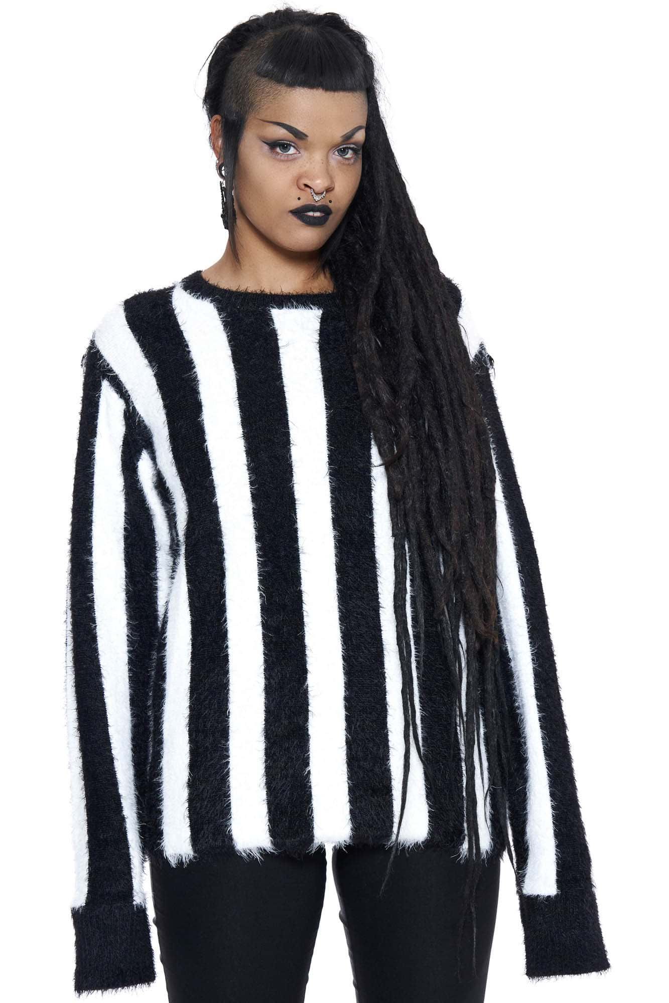 Stripe Me Down Sweater sold by Killstar